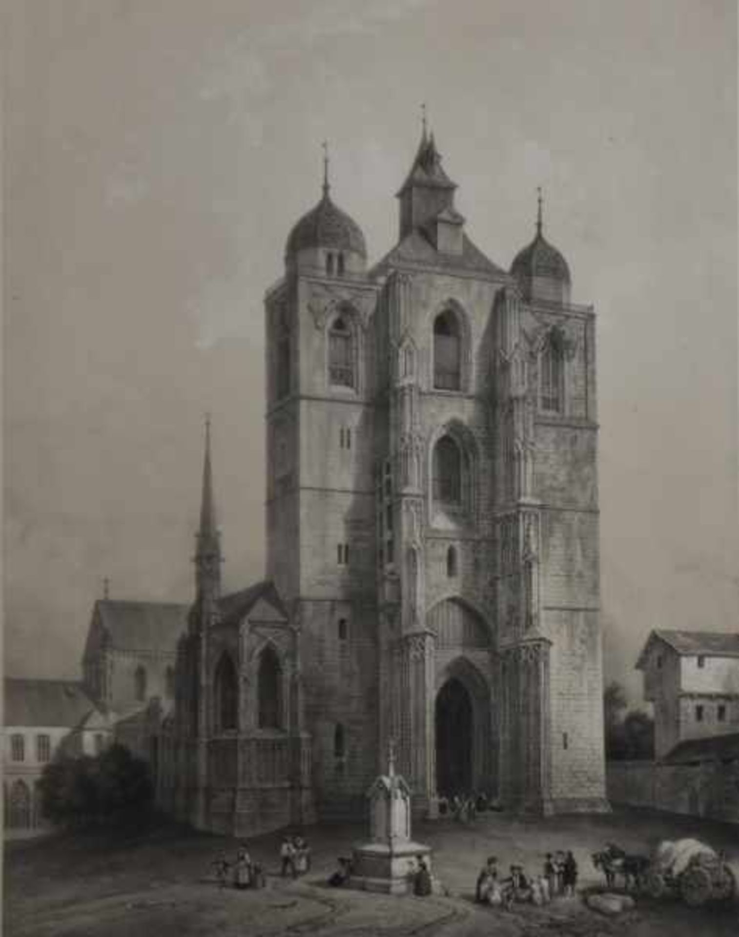 KONSTANZ "Cathedral de Constance", Lithographie auf Tonplatte, Lemercier/Deroy, 19.Jh., 28x22cm (