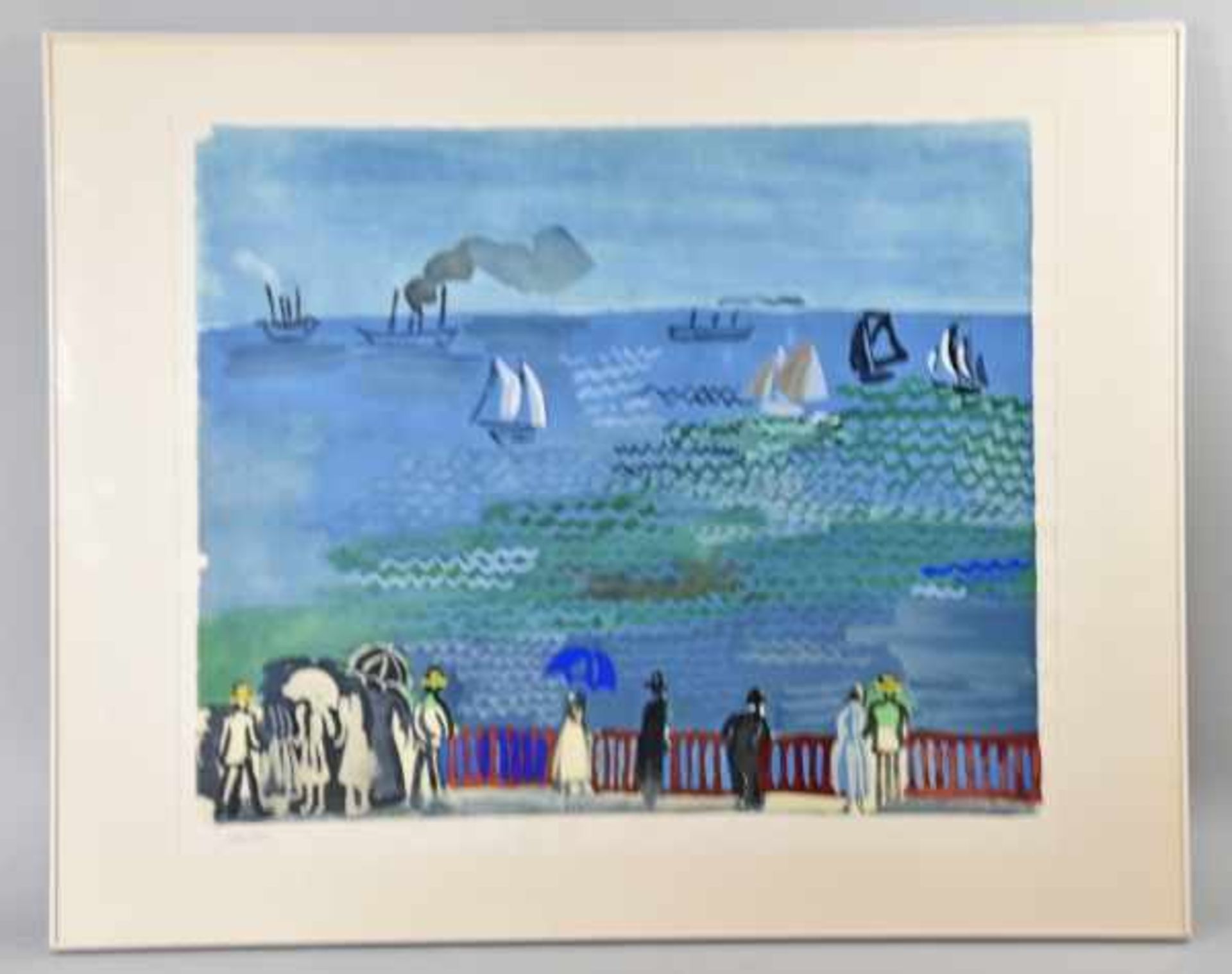 DUFY Raoul (1877 Le Havre - 1953 Forcalquier) "La mer au Havre", Ansicht von Promenade mit - Bild 2 aus 2