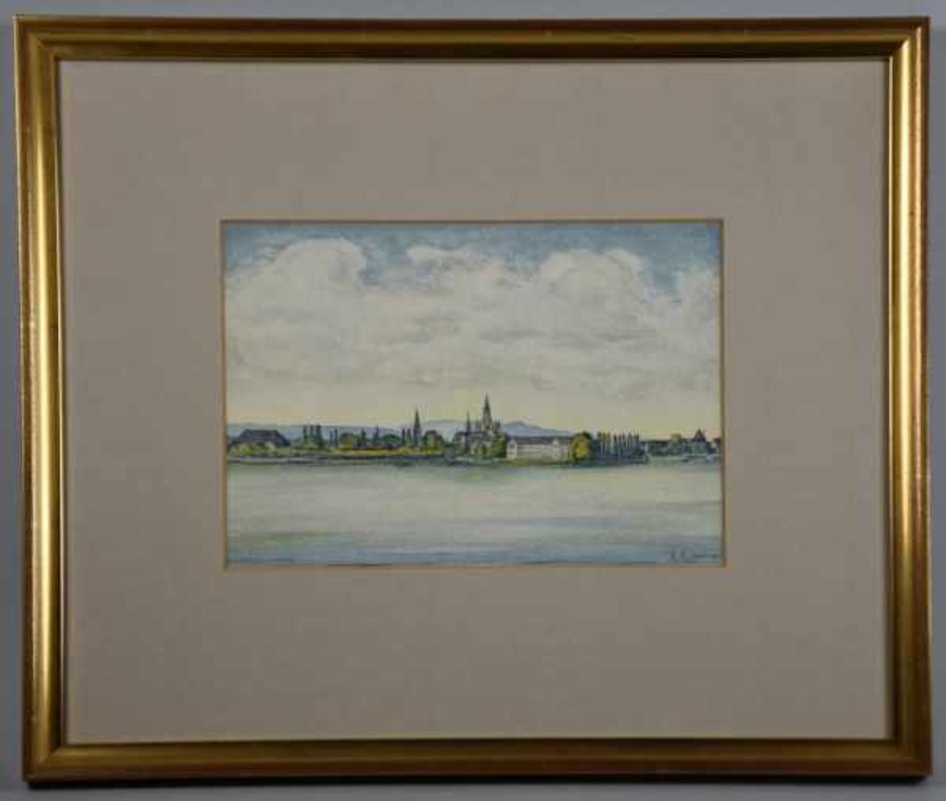 EINHART Karl (1884 - 1967 Konstanz) "Blick auf Konstanz von der Seeseite" mit Konzil, Münster u. - Bild 2 aus 3