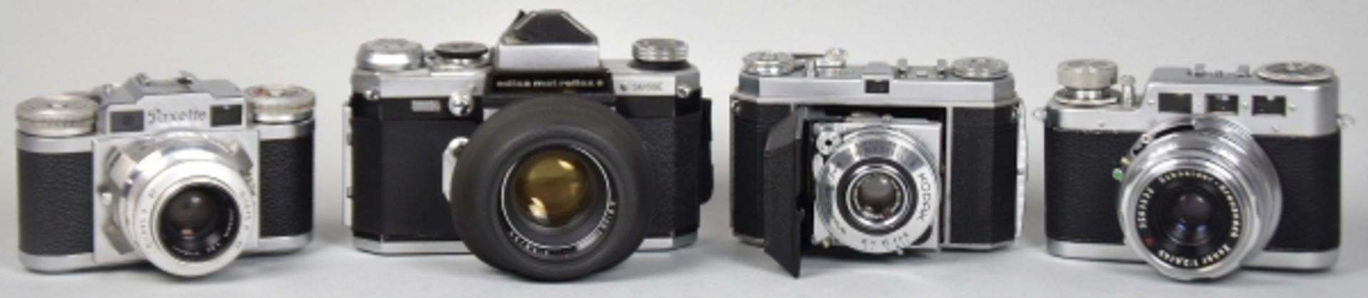 4 FOTOAPPARATE Konvolut, Kodak Retina Ia, Nr. 811872, Bj. ca. 1953, Objektiv Xenar, 1:3,5/50, Nr.