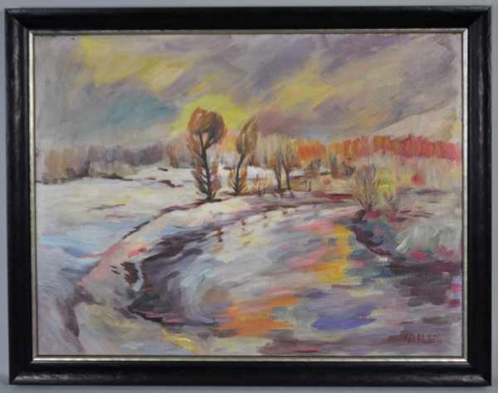 HUDECEK Antonin (1872 Loucká - 1941 Castolovice) "Winterlandschaft" mit Fluss und Bäumen, in - Image 3 of 5