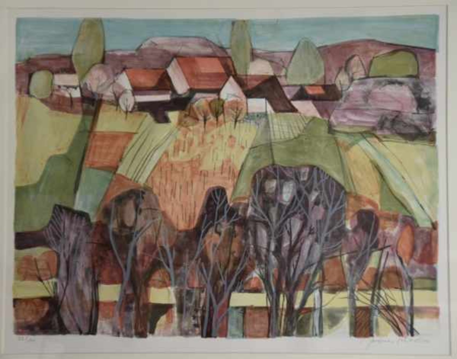 SCHEDLER Jacques (1927 Bürglen - 1989 Frauenfeld) "Landschaft in der Ostschweiz", Blick durch