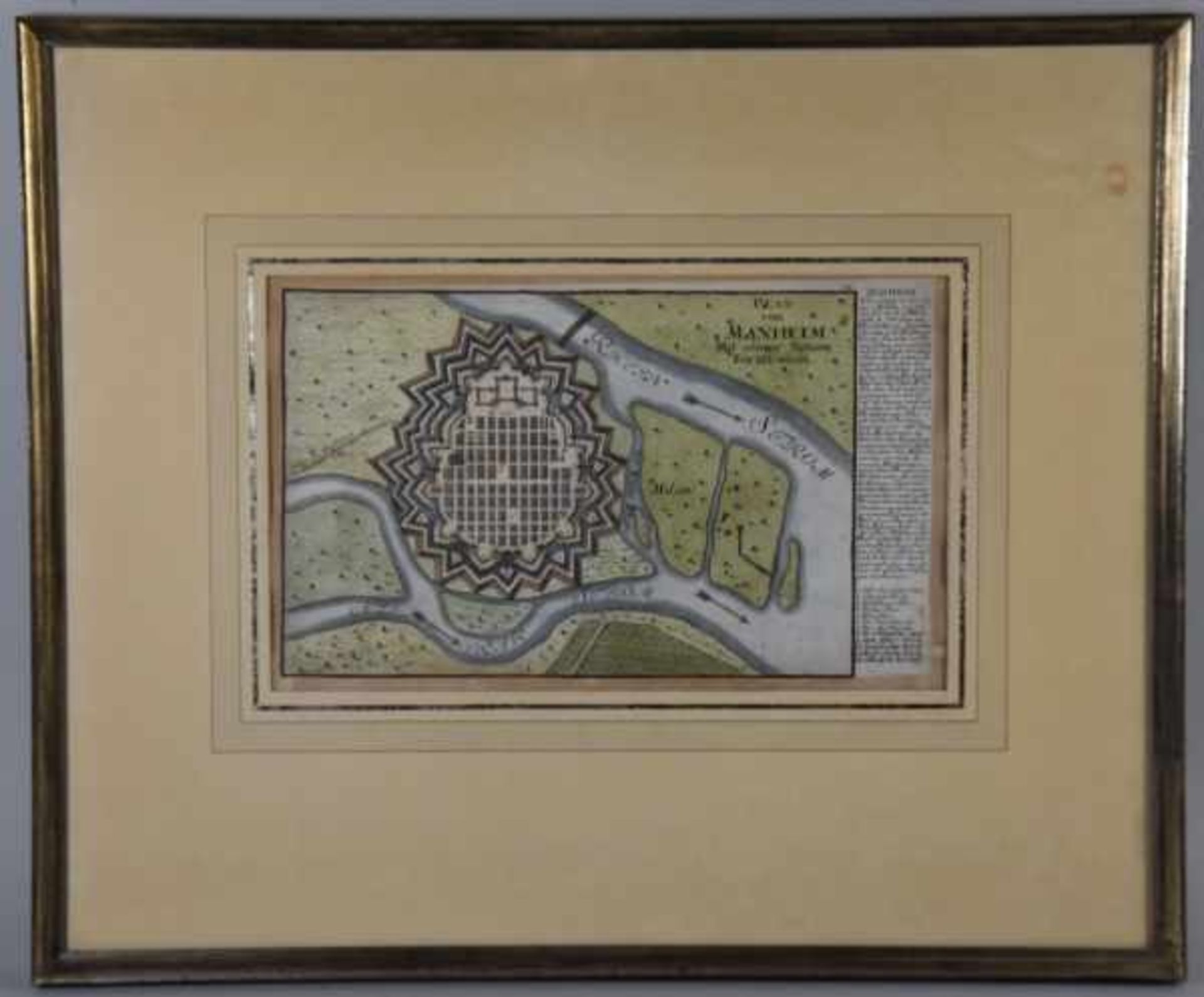 MANNHEIM "Plan von Manheim Mit seiner Neuen Fortification", Stadtplan von Mannheim mit - Bild 2 aus 4