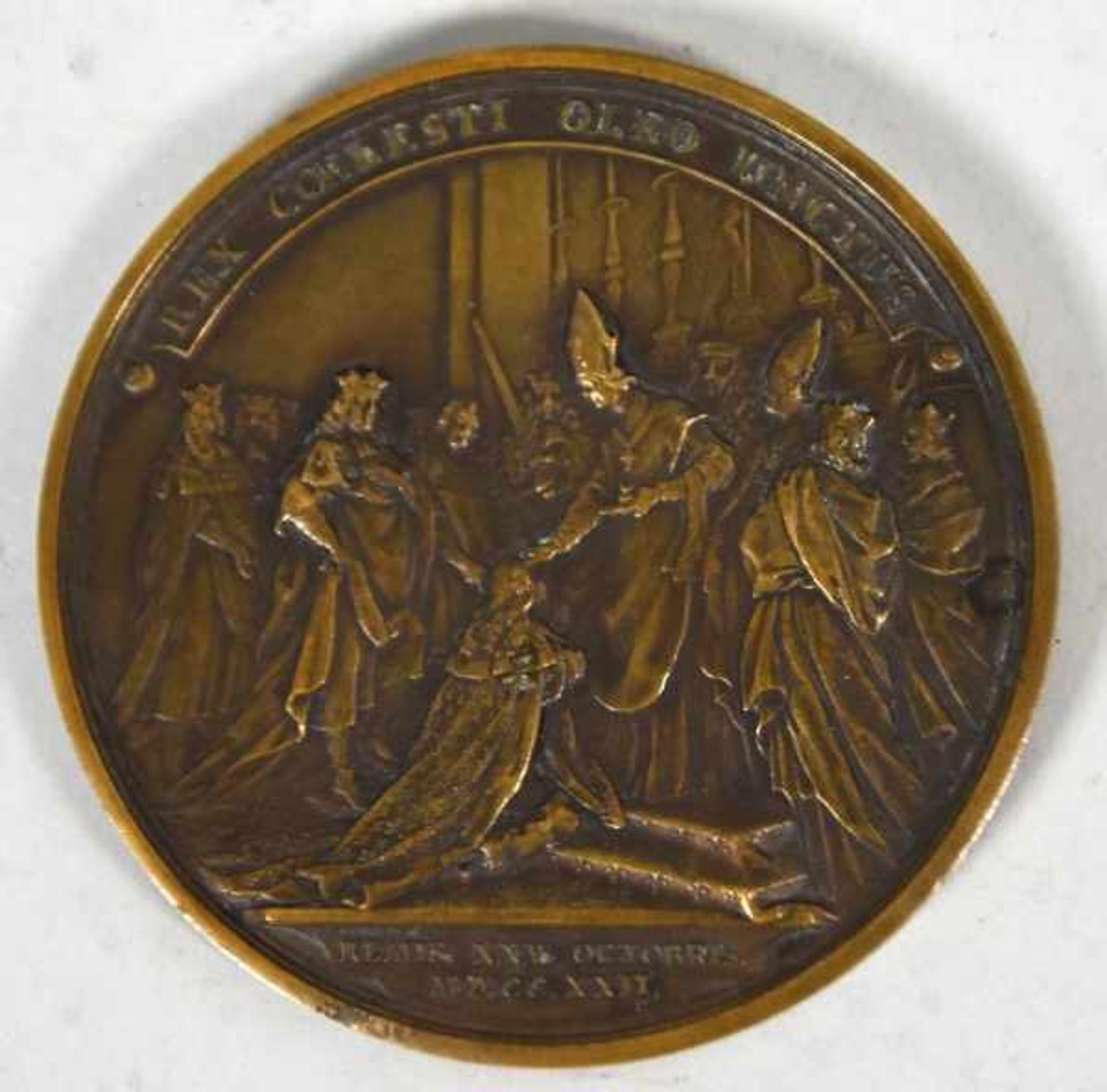 MEDAILLE Bronze "Ludovicus XV. Rex Christianissimus", rückseitig Darstellung der Krönung, D 75mm