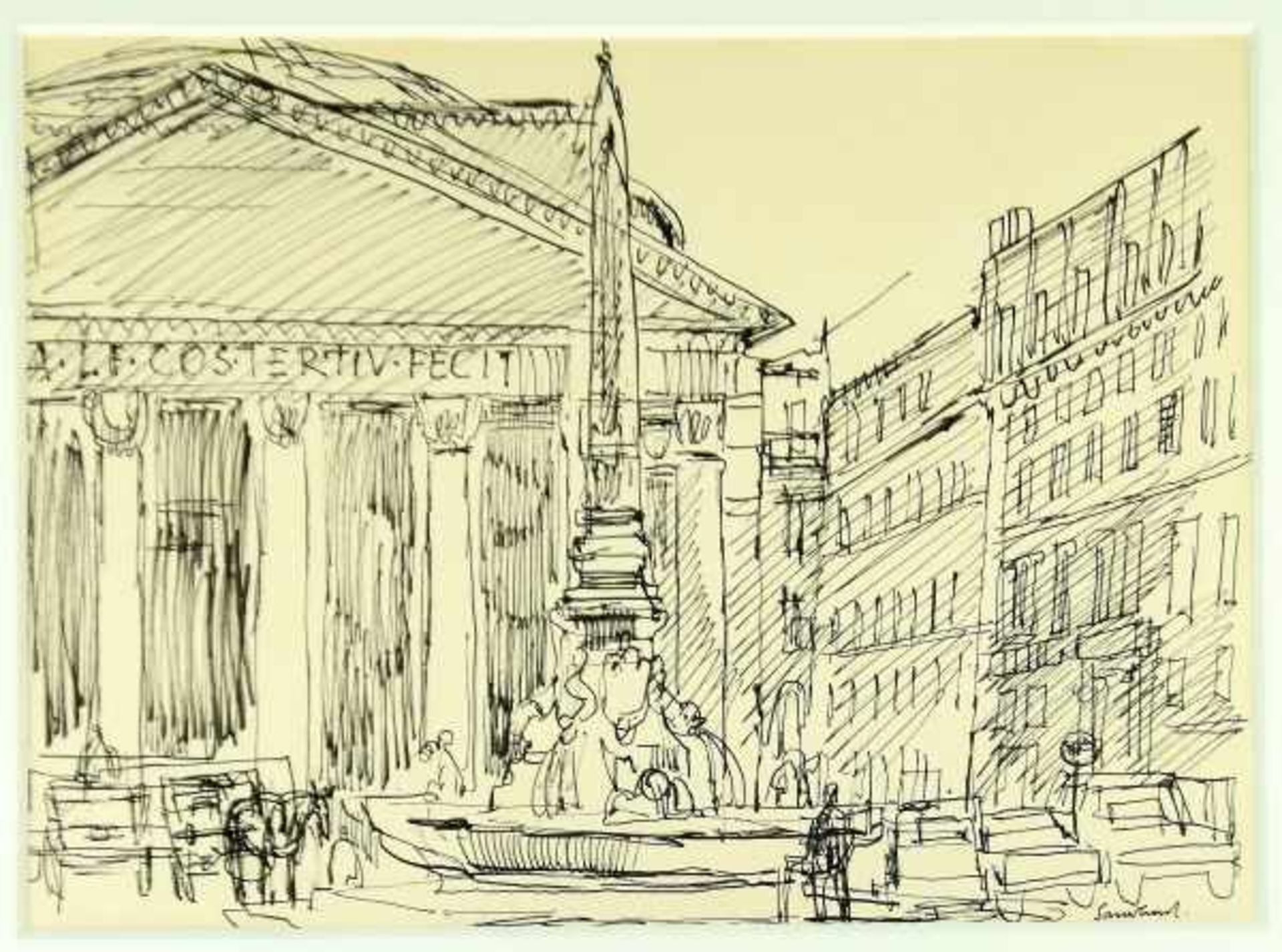 SAUERBRUCH Hans (1910 Marburg - 1996 Konstanz) "Pantheon" in Rom, Tuschezeichnung, rechts unten
