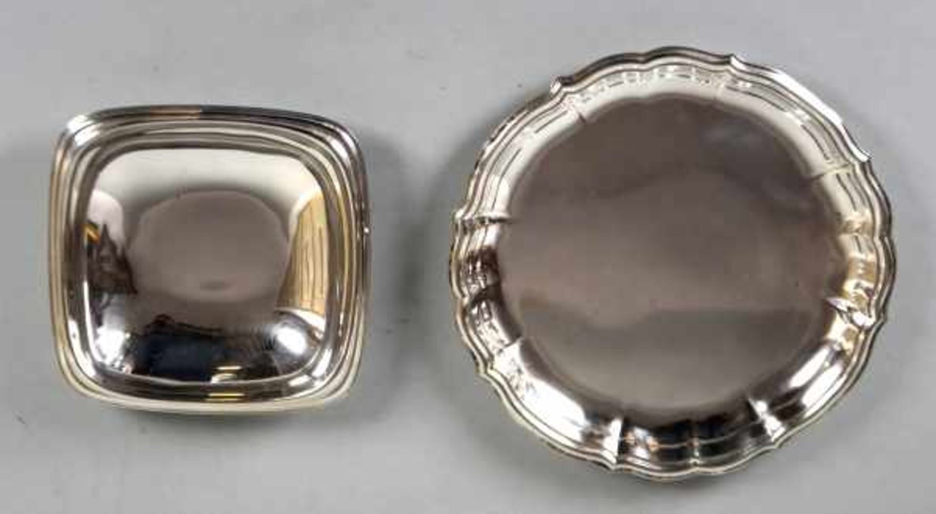 ZWEI SCHALEN eine rund mit geschwungenen Rändern, Silber 800, Koch u. Bergfeld, No. 15337, 1888/