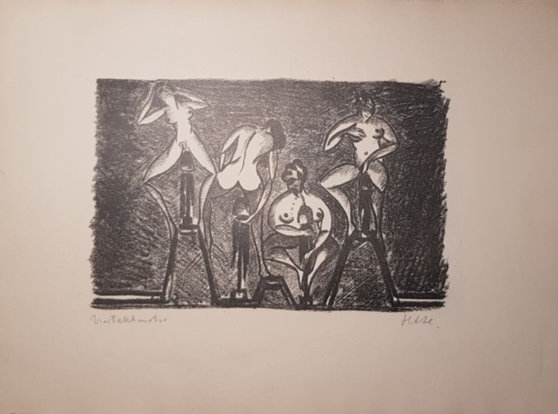 HEIMANN Hans Adolf (1882 - c.1955) "Eros ex machina" mit 10 grotesken Steinzeichnungen, 10 lose - Bild 3 aus 4
