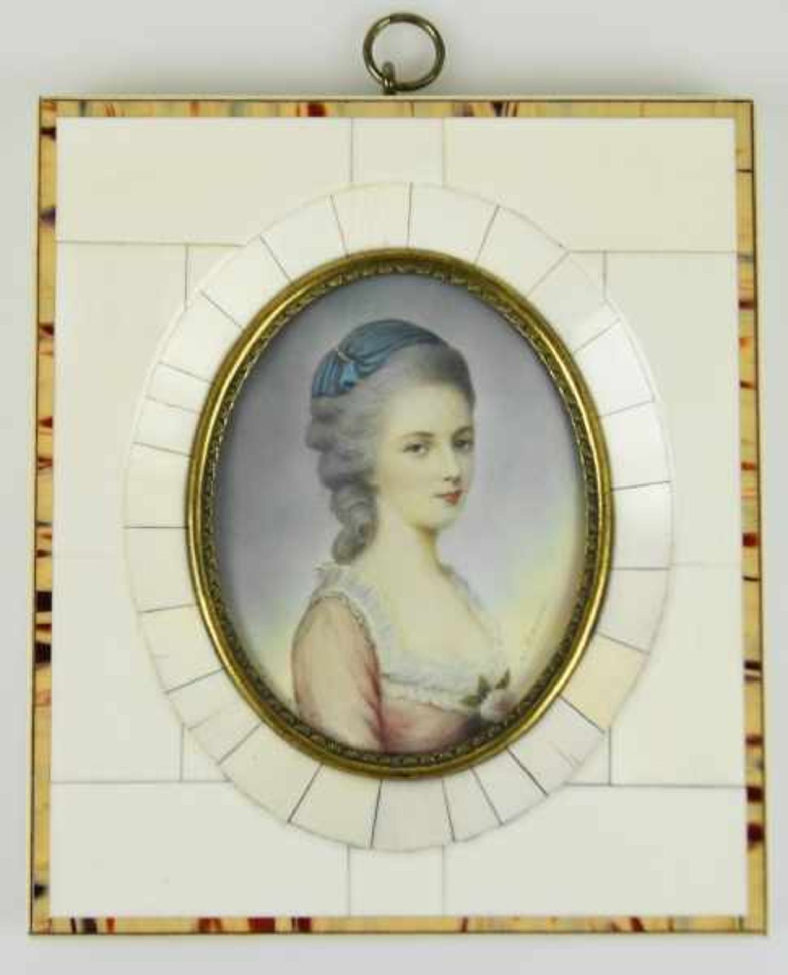 PAAR MINIATUREN bestehend aus "Mozart" u. "Constanze Weber"(Mozarts Braut), Miniaturmalerei auf - Bild 3 aus 4