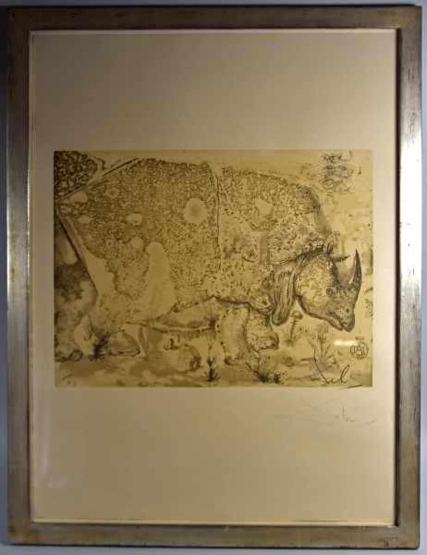 DALI Salvador (1904 - 1989 Figueres) "Rhinozeros", Farblithografie, in der Platte signiert und - Bild 2 aus 3