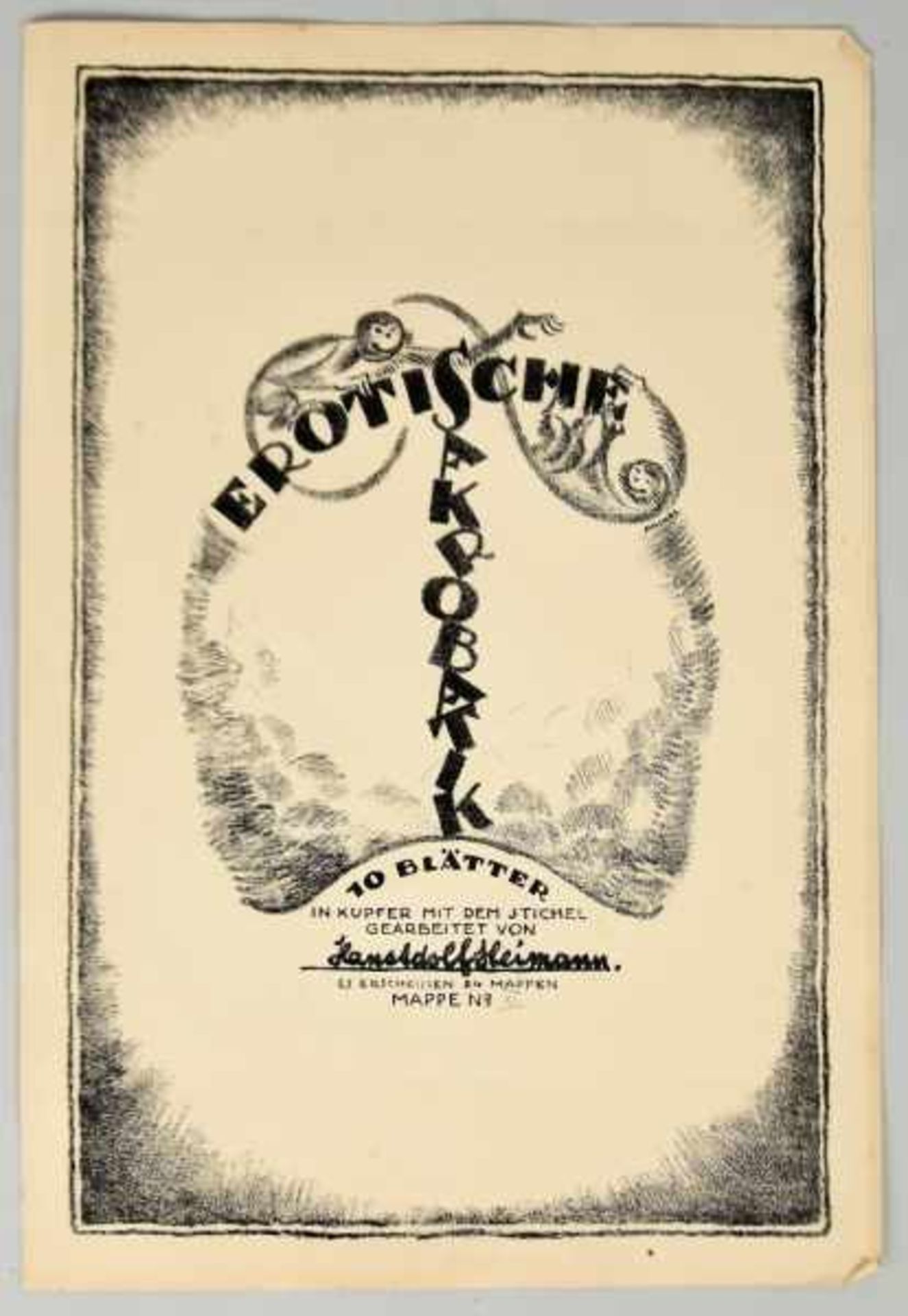 HEIMANN Hans Adolf (1882 - c.1955) "Erotische Akrobatik", lithographiertes Titelblatt und 9 lose