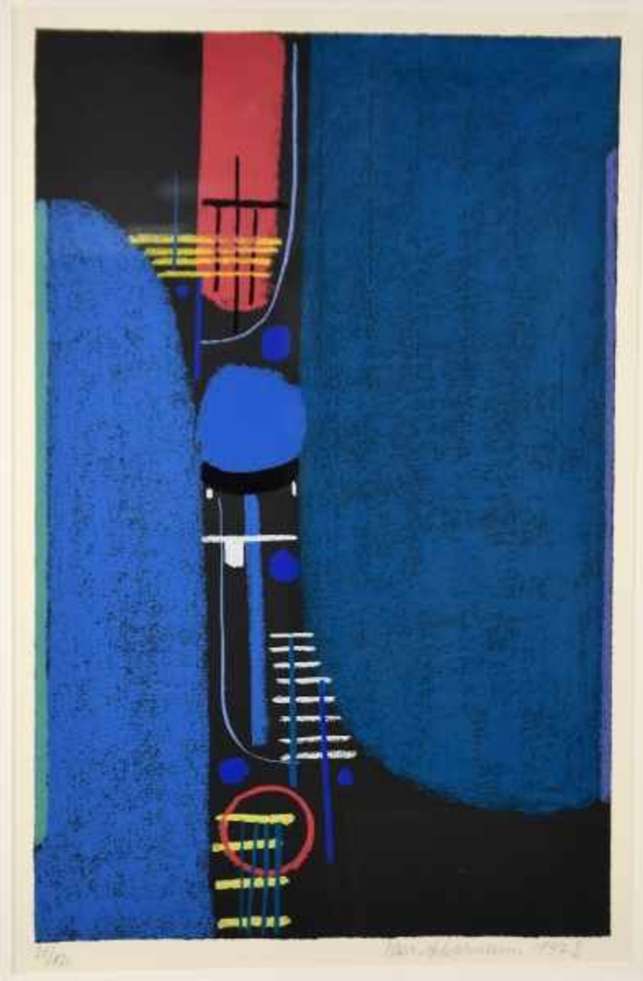 ACKERMANN Max (1887 Berlin - 1975 Bad Liebenzell) "Elemente in Blau", Abstrakt mit Blautönen mit