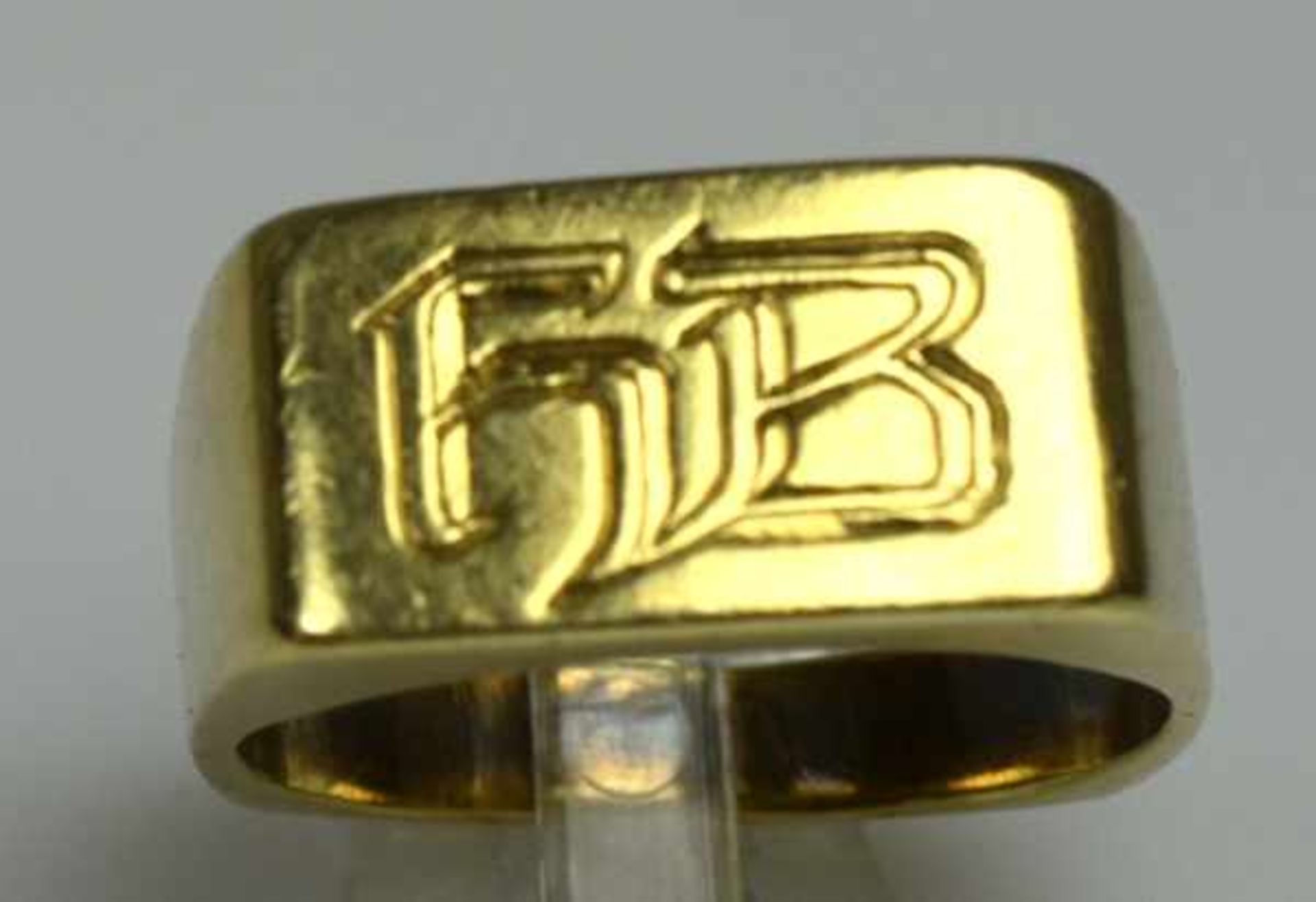 MONOGRAMMRING rechteckige Platte mit Monogramm "HB" in Gelbgold 14ct, 12,2g, Gr. 63,- - -23.00 %