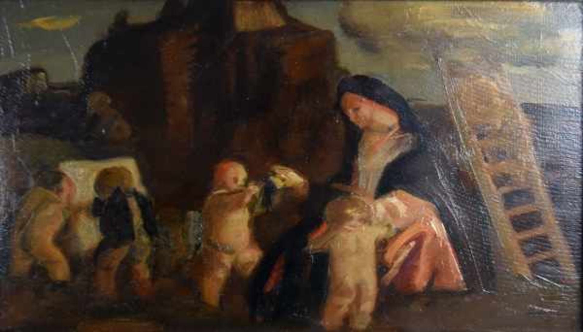 HENGELER Adolf (1863 Kempten- 1927 München) "Sitzende Dame mit Putten", davon zwei beim Malen, im - Image 2 of 4