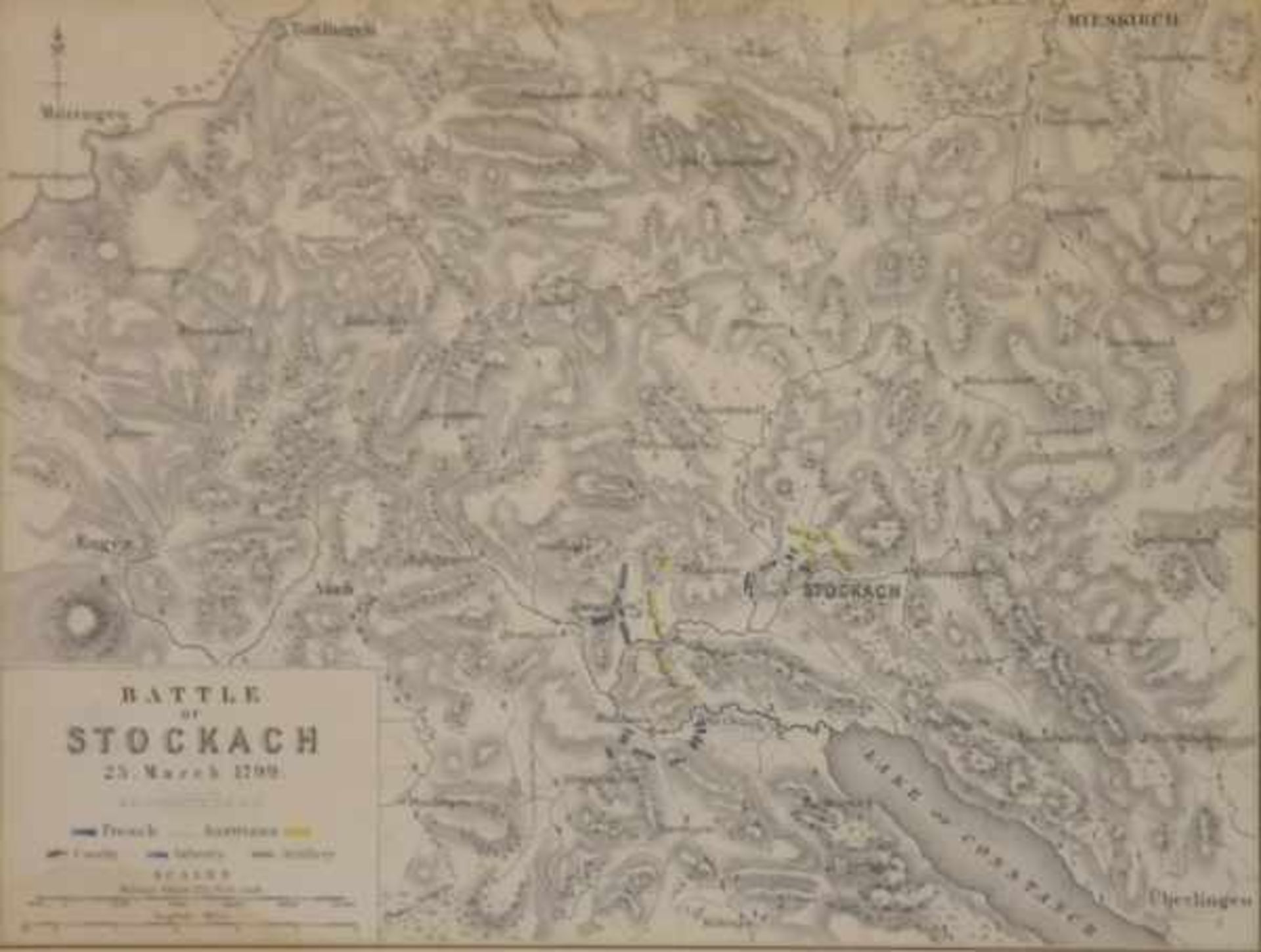 STOCKACH Lot 3 Blätter: Plan des Schlachtfeldes von Stockach (Stahlstich, 27x22cm), Battle of - Image 5 of 11