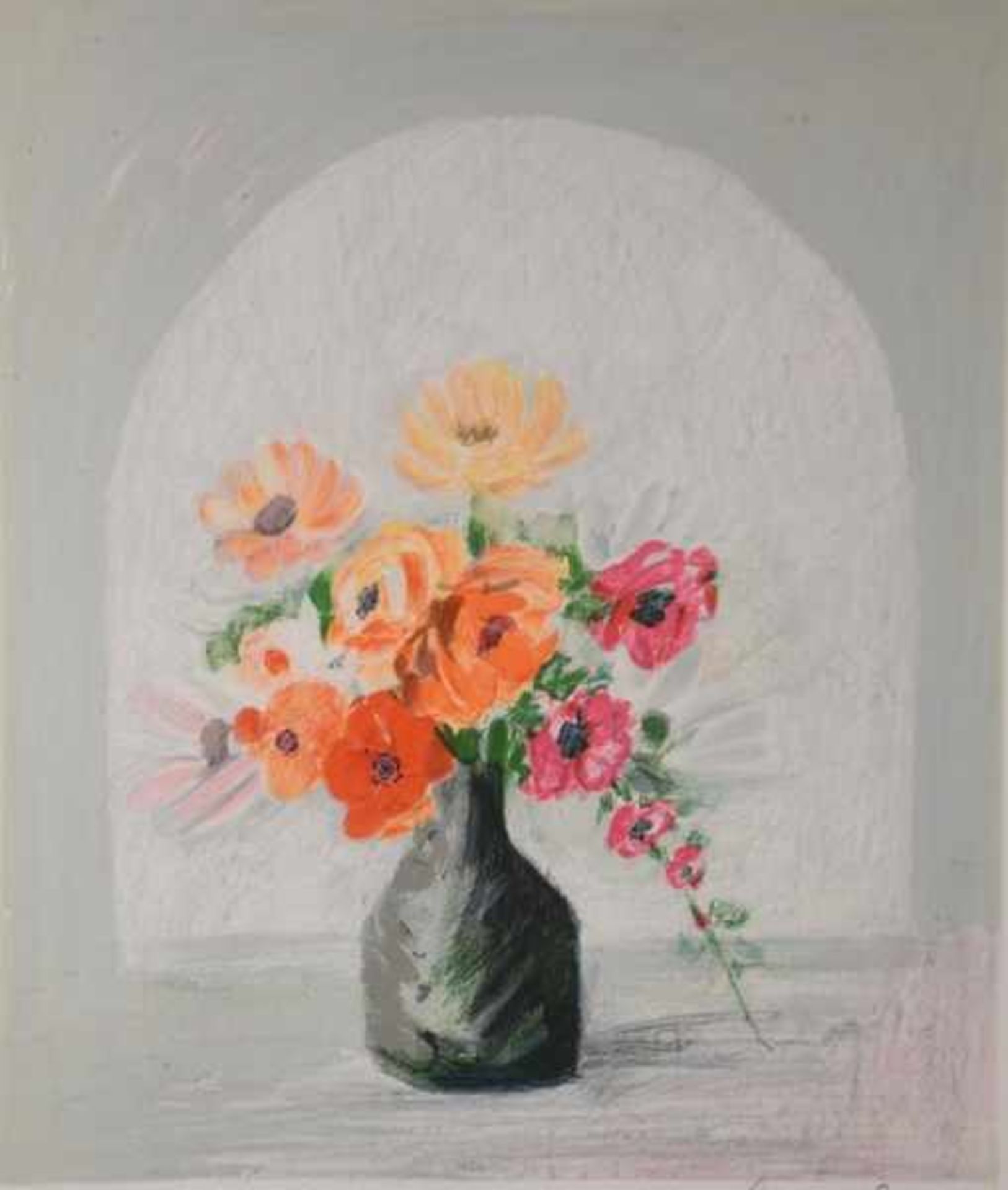 ROTHENBERGER Anneliese (1924 Mannheim - 2010 Münsterlingen) "Blumenstilleben" in Vase, dahinter