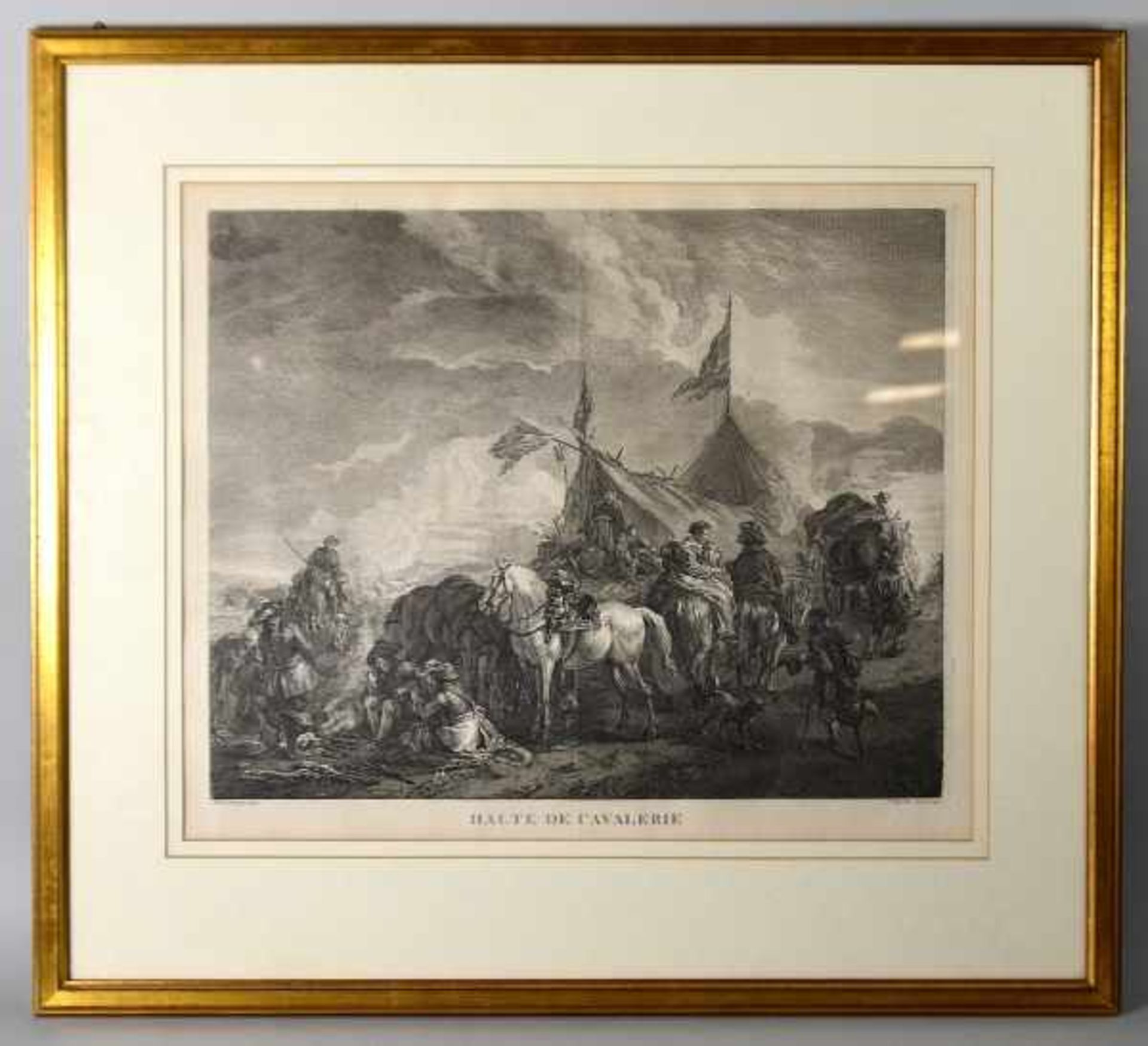 ANSICHT BERITTENE "Halte de Cavalerie", Jean-Charles Baquoy (1721-1772) nach Philips Wouwerman, - Bild 2 aus 2