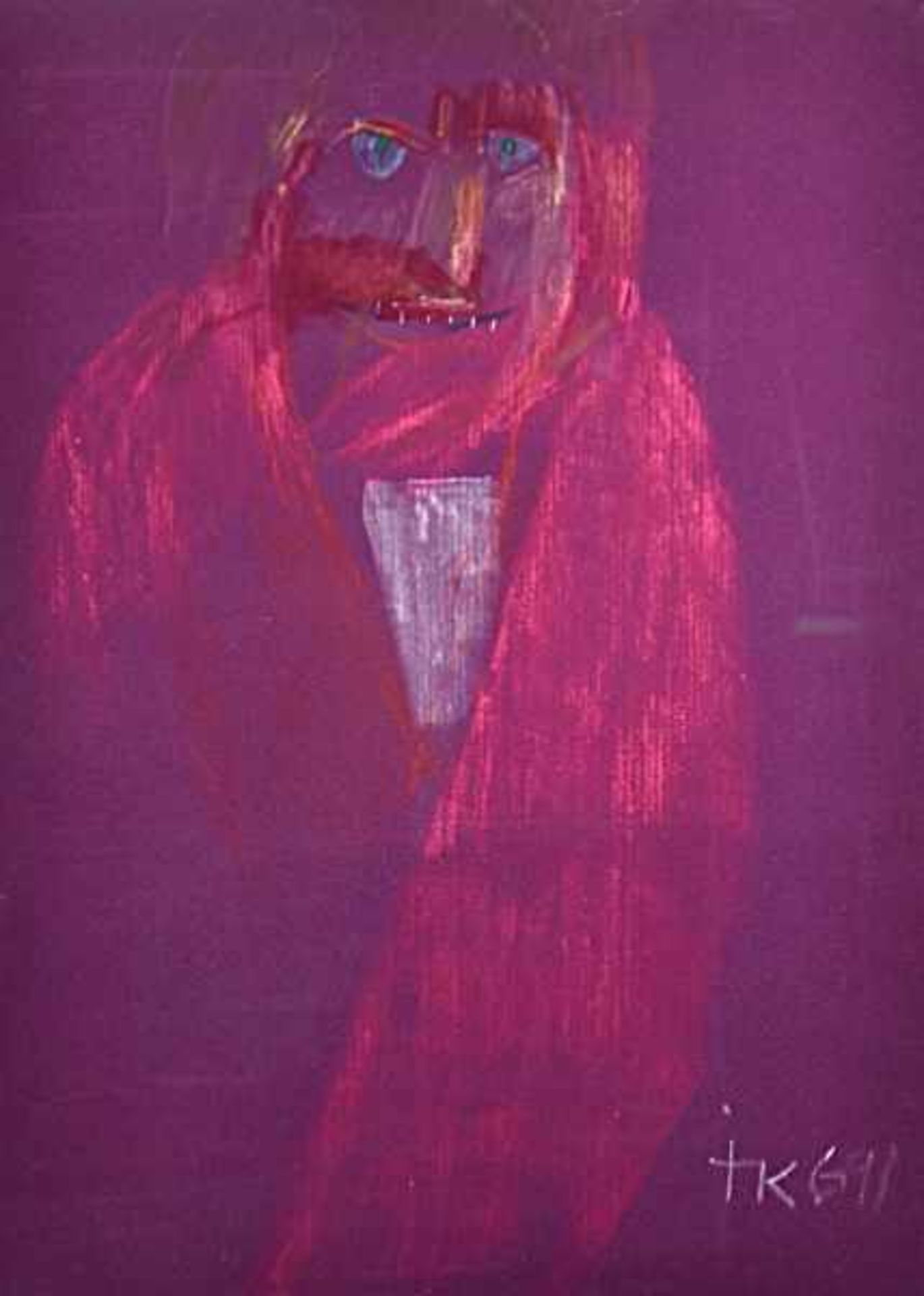 KERKOVIUS Ida (1879 Riga - 1970 Stuttgart) "Groteske", Gestalt auf pinken Grund, Pastell auf