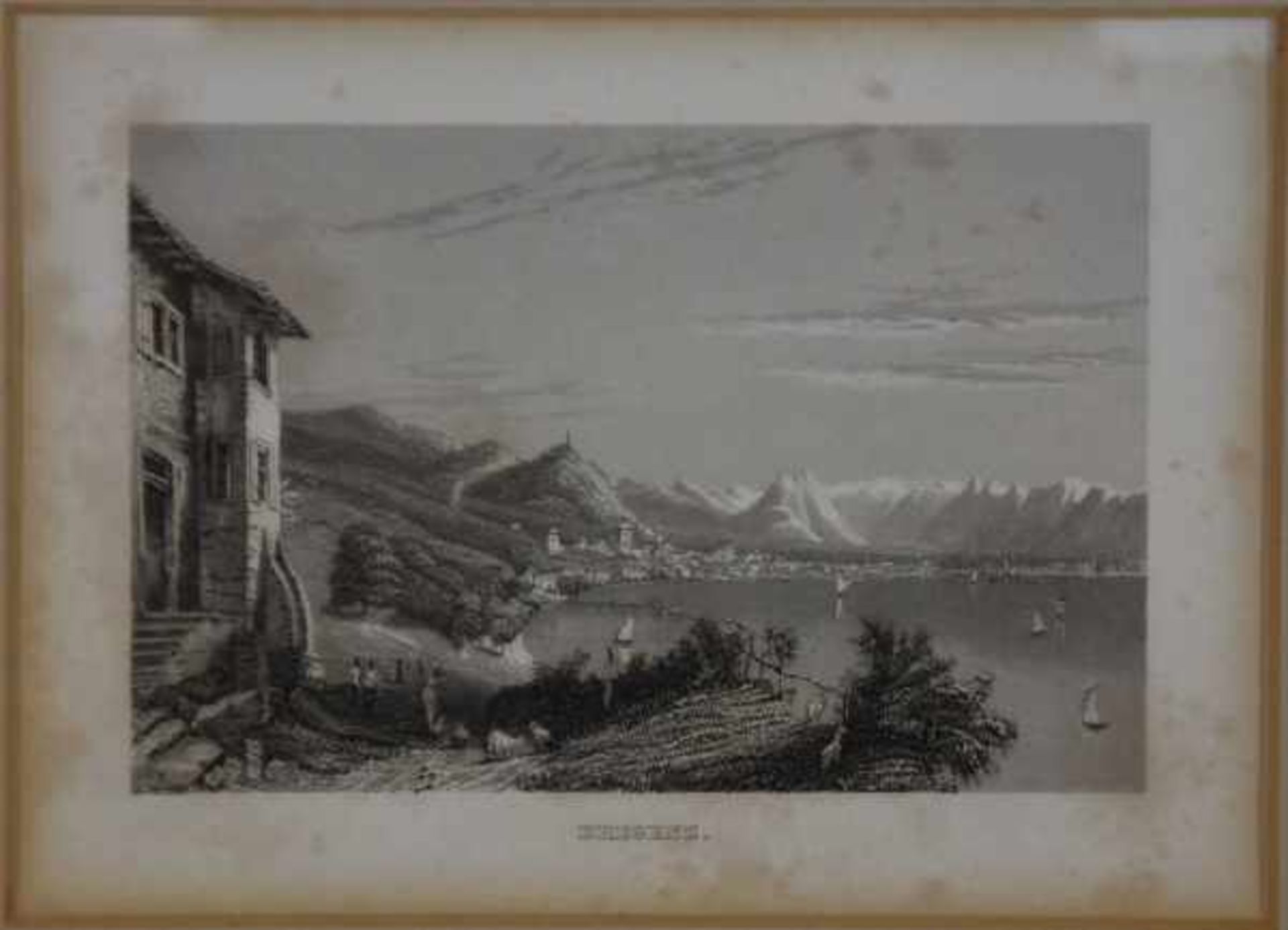 BODENSEE 4 verschiedene Ansichten: Bregenz, Lindau, Ludwigshafen u. Friedrichshafen, Lithographie, - Bild 2 aus 11