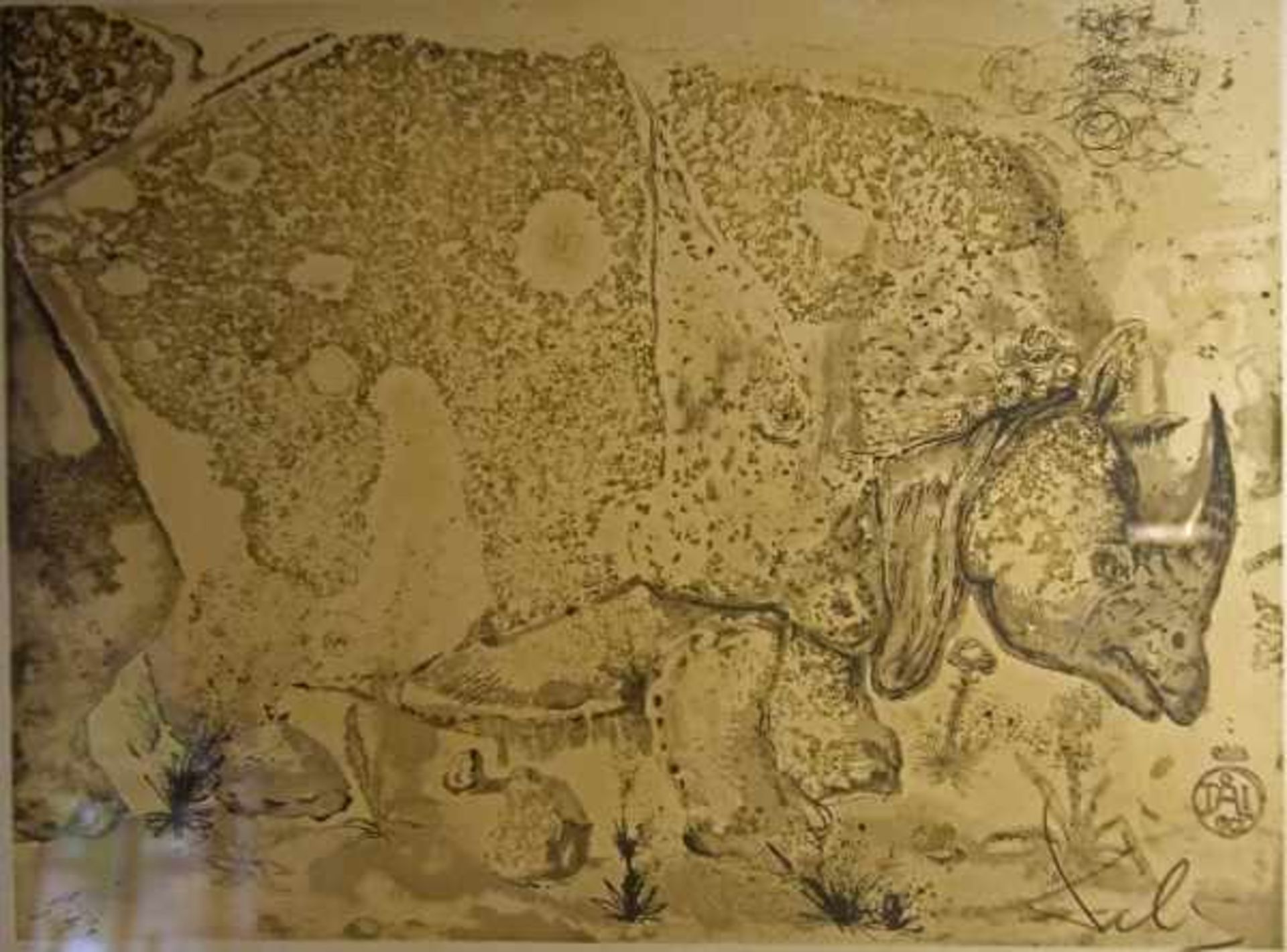 DALI Salvador (1904 - 1989 Figueres) "Rhinozeros", Farblithografie, in der Platte signiert und