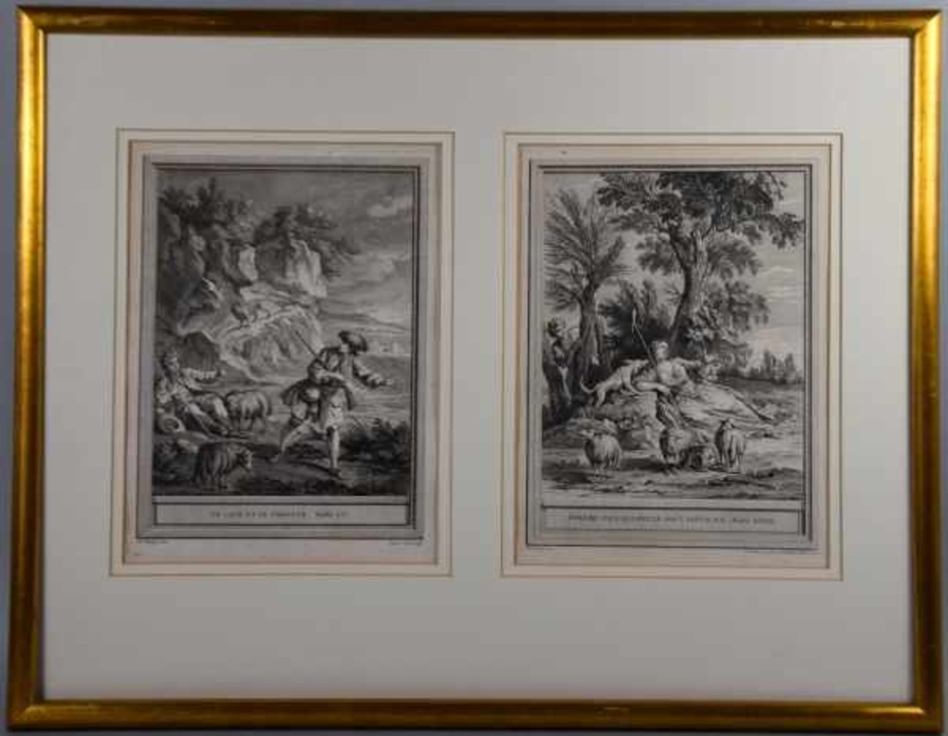 FABELN 2 Abbildungen nach Fabeln: "Le Lion et le Chasseur" und "Contre Ceux qui ont le Gout - Bild 2 aus 6