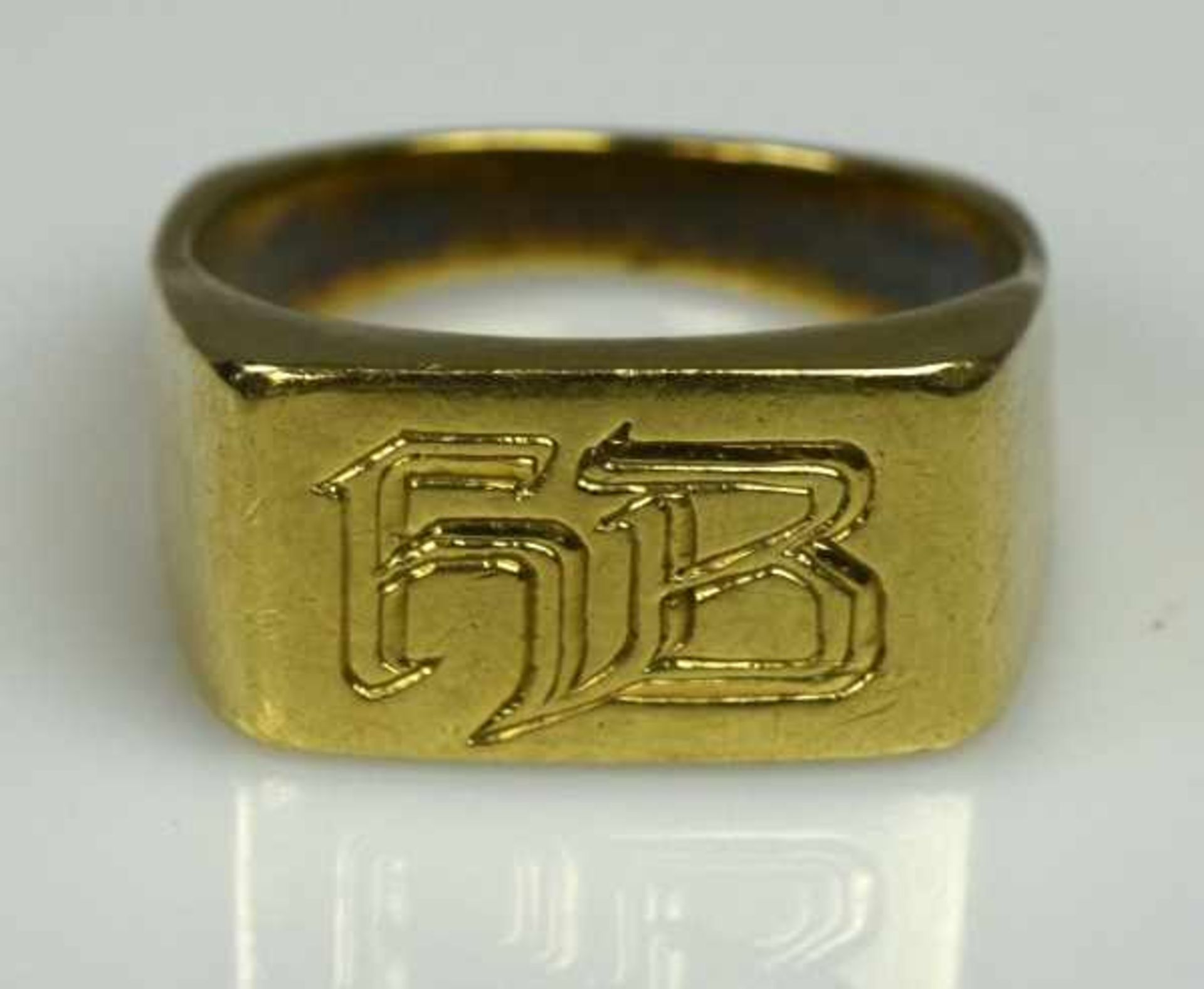 MONOGRAMMRING rechteckige Platte mit Monogramm "HB" in Gelbgold 14ct, 12,2g, Gr. 63,- - -23.00 % - Bild 2 aus 3