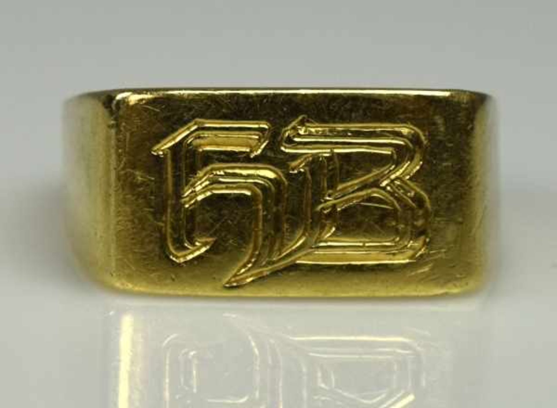 MONOGRAMMRING rechteckige Platte mit Monogramm "HB" in Gelbgold 14ct, 12,2g, Gr. 63,- - -23.00 % - Bild 3 aus 3