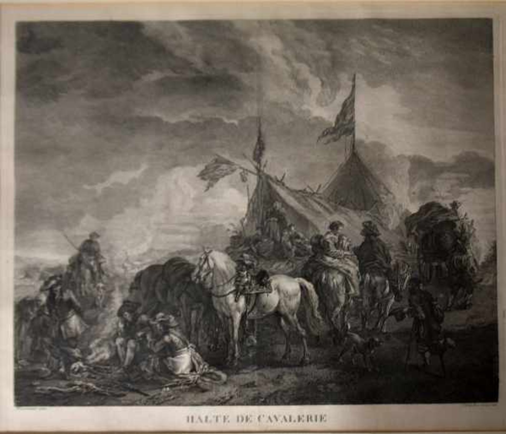 ANSICHT BERITTENE "Halte de Cavalerie", Jean-Charles Baquoy (1721-1772) nach Philips Wouwerman,