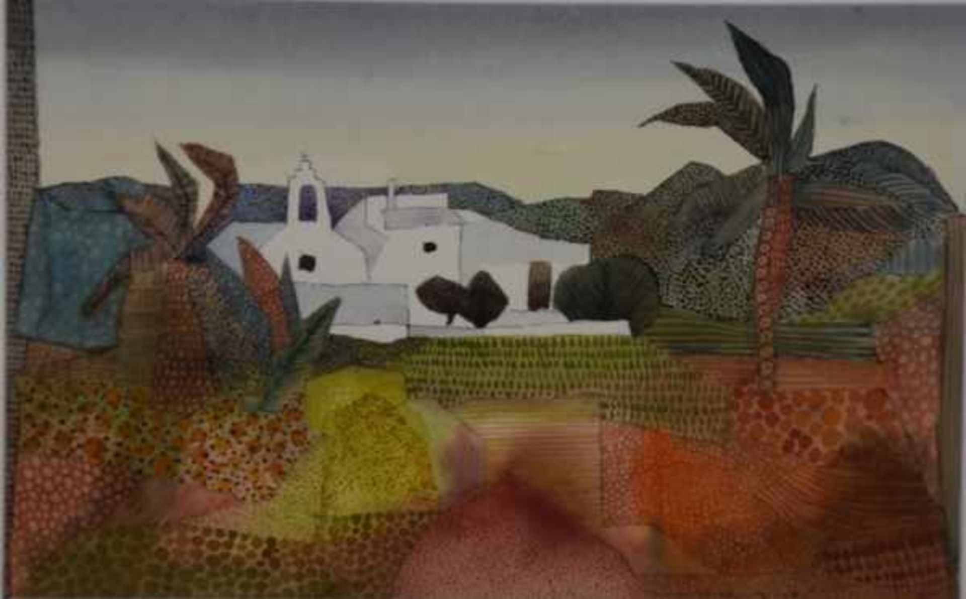 MATYSIAK Walter (1915 Schweidnitz - 1985 Konstanz) "Landschaft mit weißer Kirche" und Palmen,