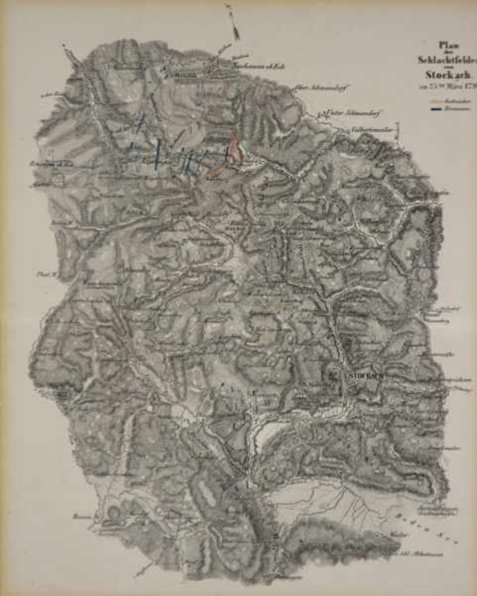 STOCKACH Lot 3 Blätter: Plan des Schlachtfeldes von Stockach (Stahlstich, 27x22cm), Battle of - Image 8 of 11