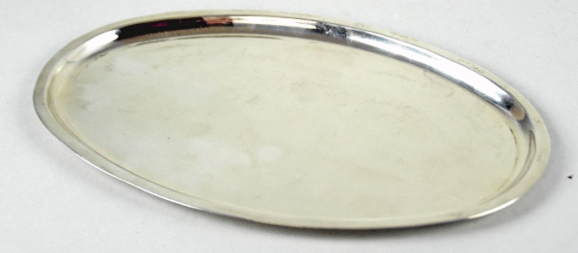 TABLETT oval, schlichtes Design, Silber 925, 186gr, 23,5x15cm- - -23.00 % buyer's premium on the