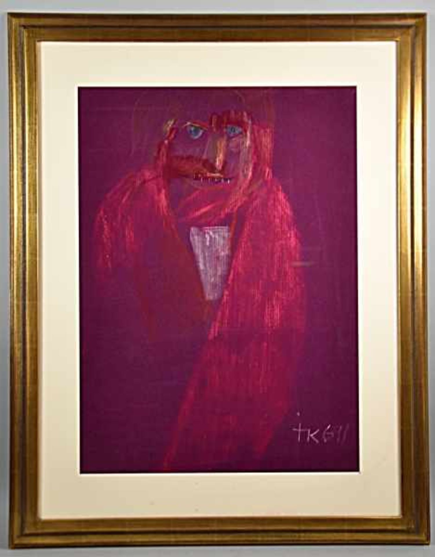 KERKOVIUS Ida (1879 Riga - 1970 Stuttgart) "Groteske", Gestalt auf pinken Grund, Pastell auf - Bild 3 aus 6