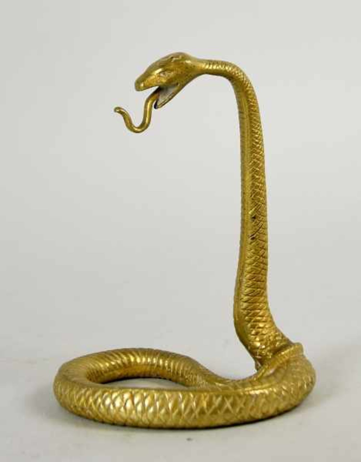 UHRENSTÄNDER plastische Schlange, als Kobra, die sich aufrichtet, Messing, 12x9cm- - -23.00 % - Bild 2 aus 2