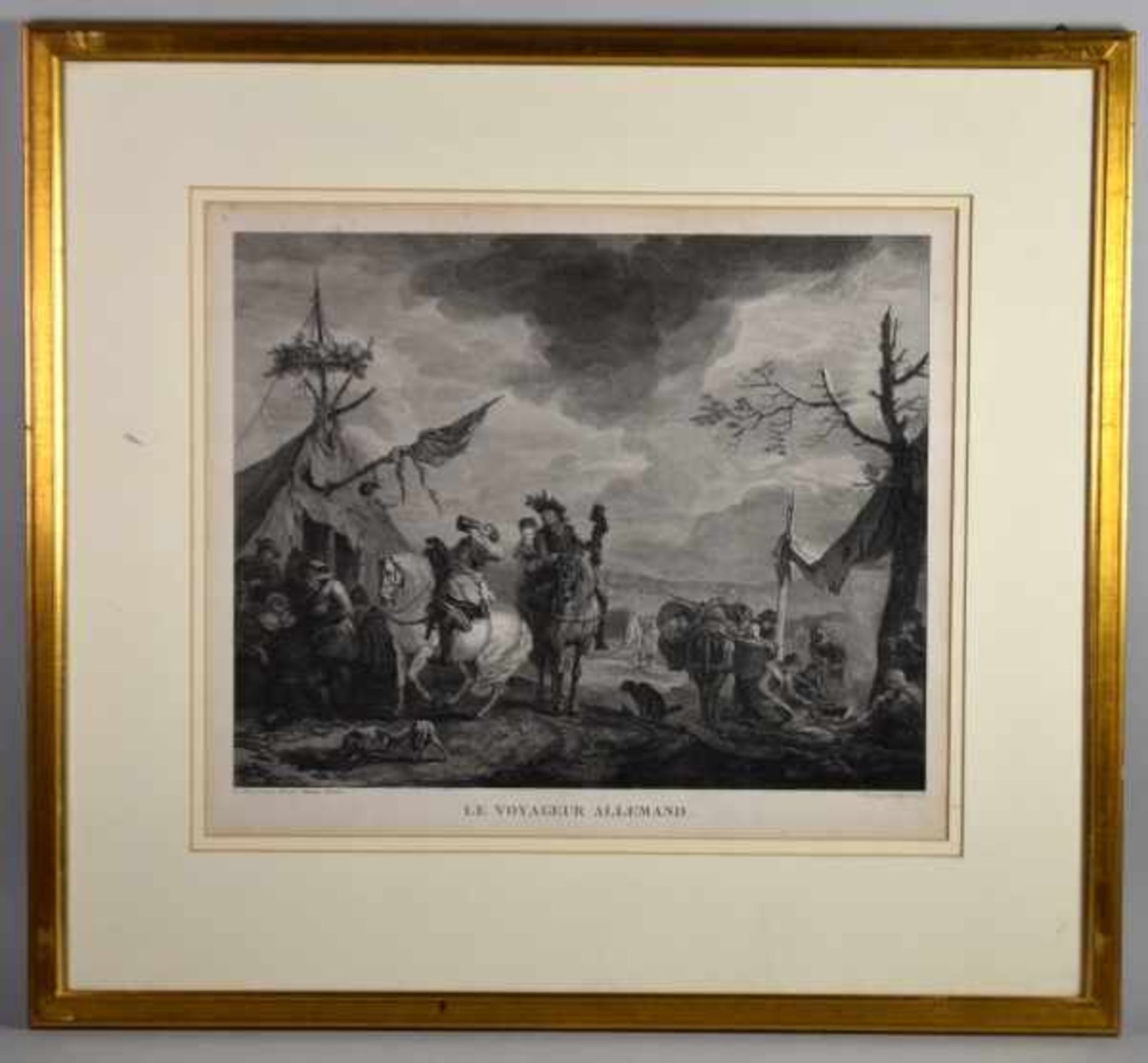 ANSICHT BERITTENE "Le Voyageur Allemand", Jean-Charles Baquoy (1721-1772) nach Philips Wouwerman, - Bild 2 aus 4