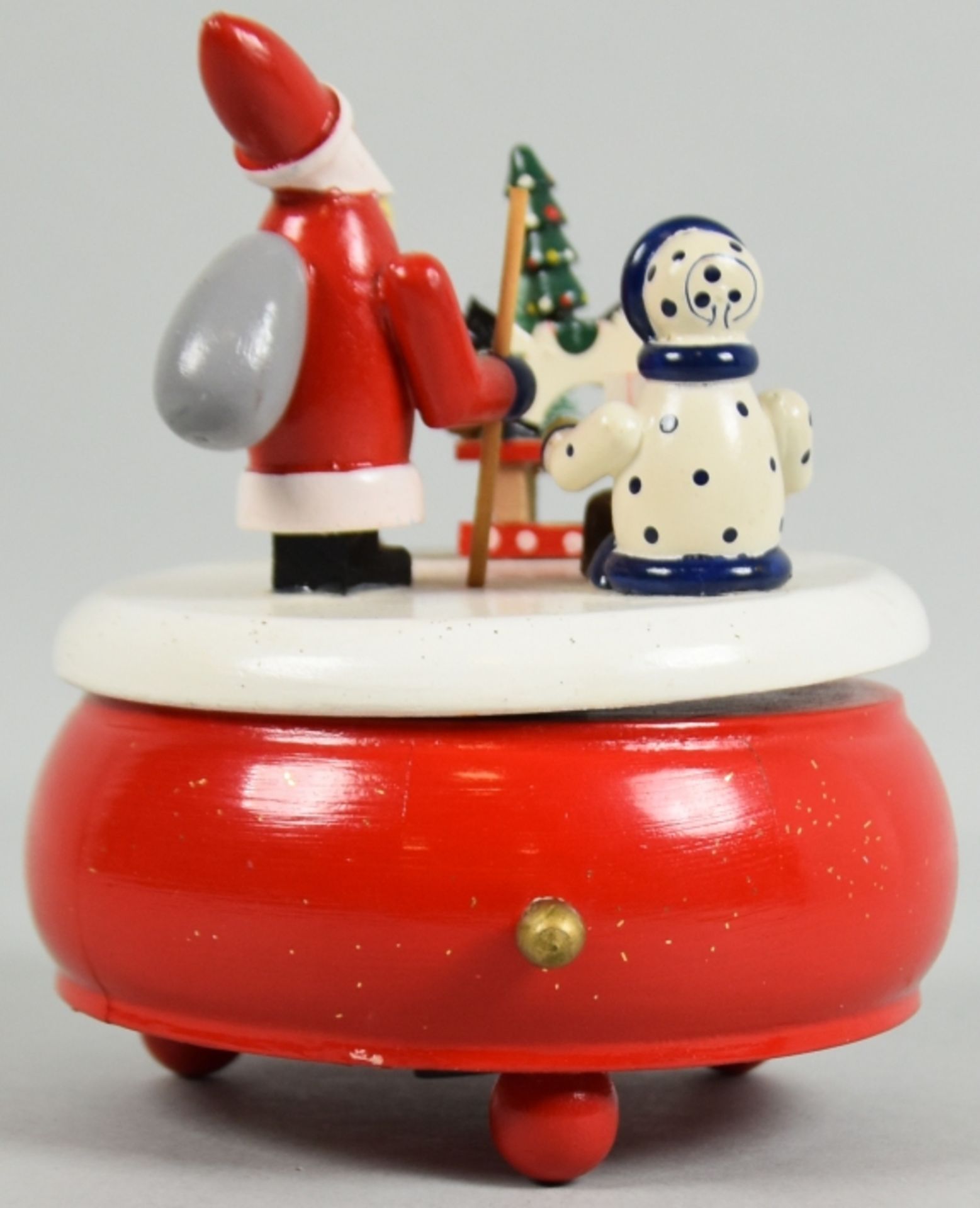 SPIELUHR rundes, leicht gebauchtes, rotes Gehäuse, mit weißer Abschlussplatte, darauf weihnachtliche - Image 2 of 2