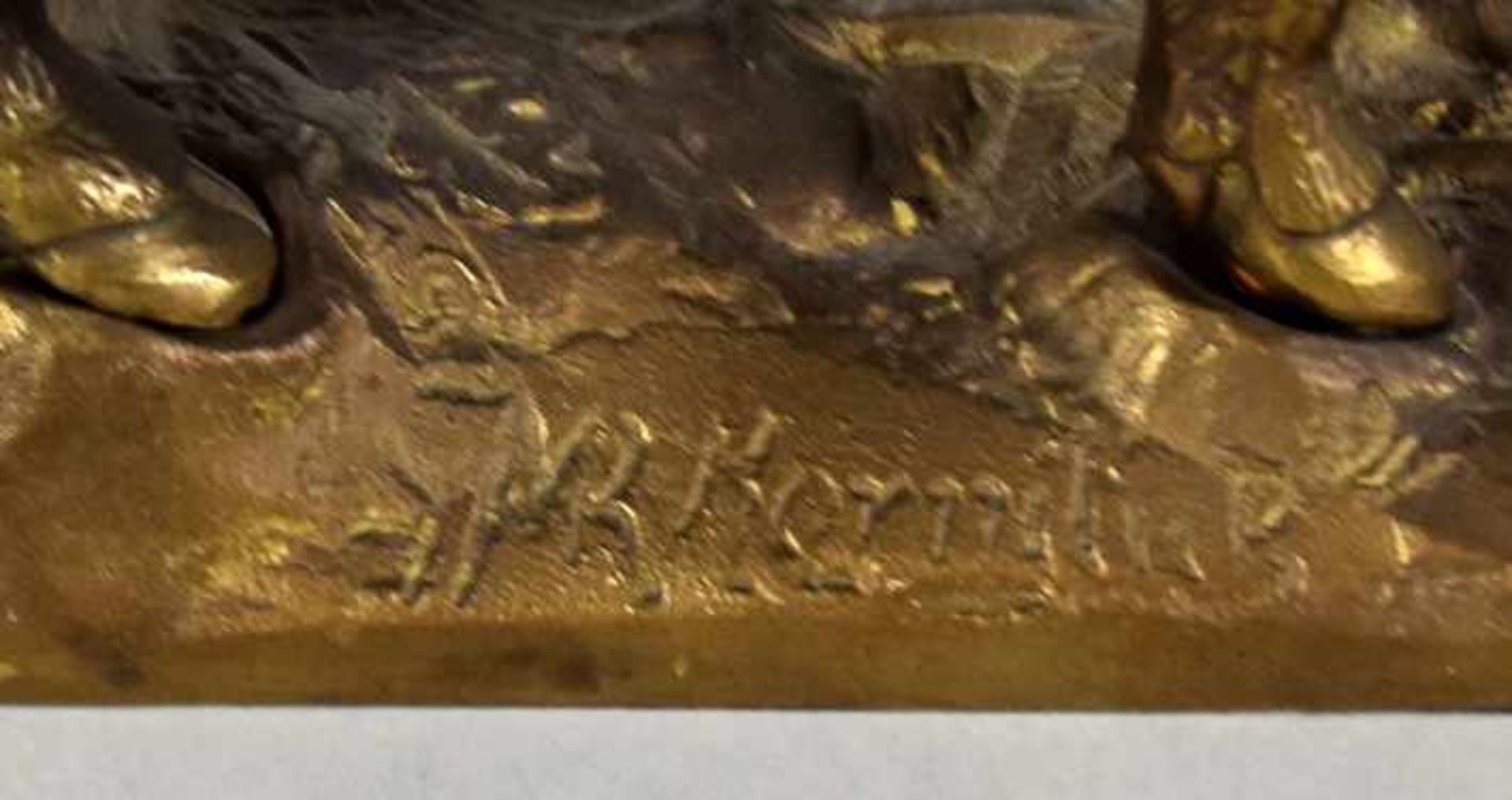 WILDSCHWEIN großer Eber auf naturalistisch gestalter Basis, signiert Mk Korniluk, Bronze, 18x21x9cm- - Image 3 of 3