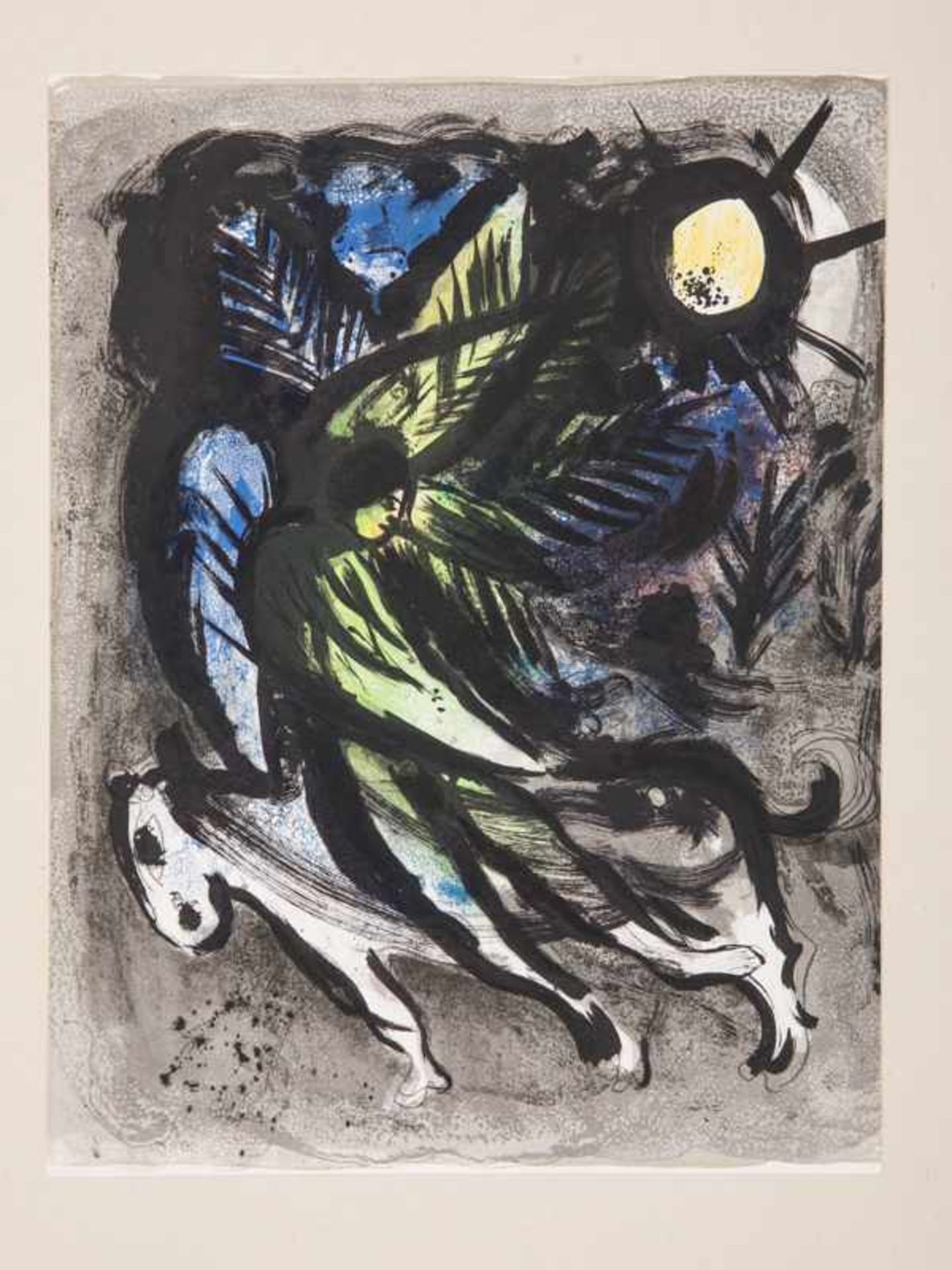 Chagall, Marc (1887 - 1985). Farblithographie, "Der Engel", unsigniert; Verlegt bei André Sauret, - Image 2 of 5