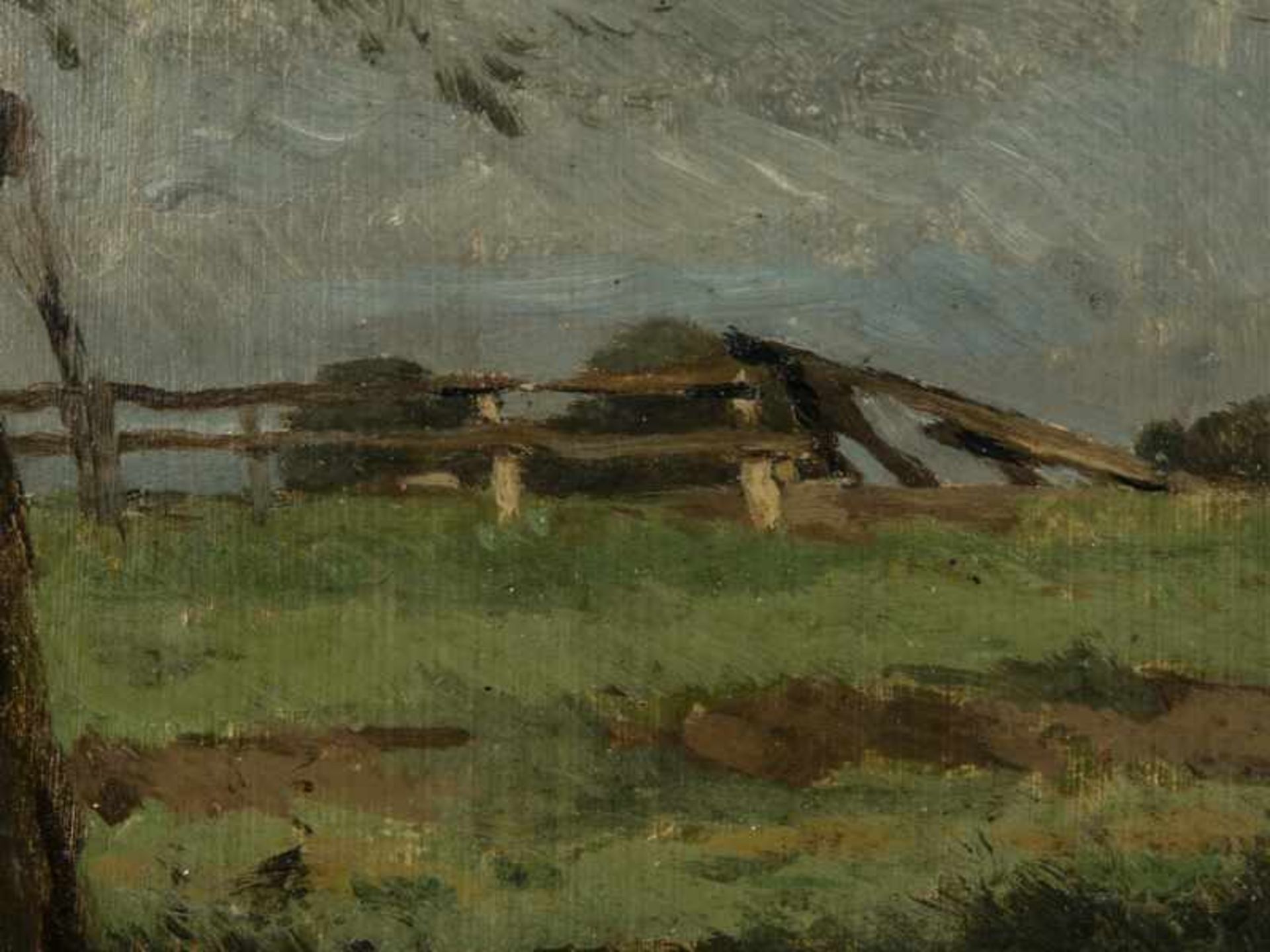 Herbst, Thomas (1848 - 1915) zugeschrieben. Öl auf Malpapier, doubliert auf Holz, "Weiden am - Image 2 of 6