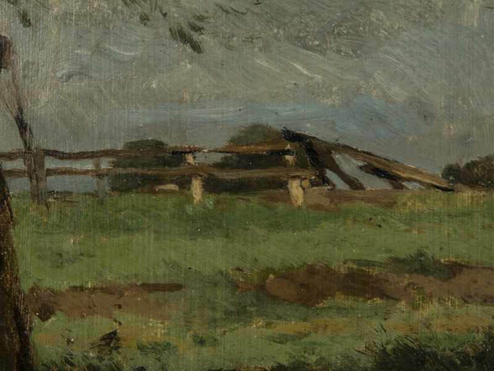 Herbst, Thomas (1848 - 1915) zugeschrieben. Öl auf Malpapier, doubliert auf Holz, "Weiden am - Bild 2 aus 6