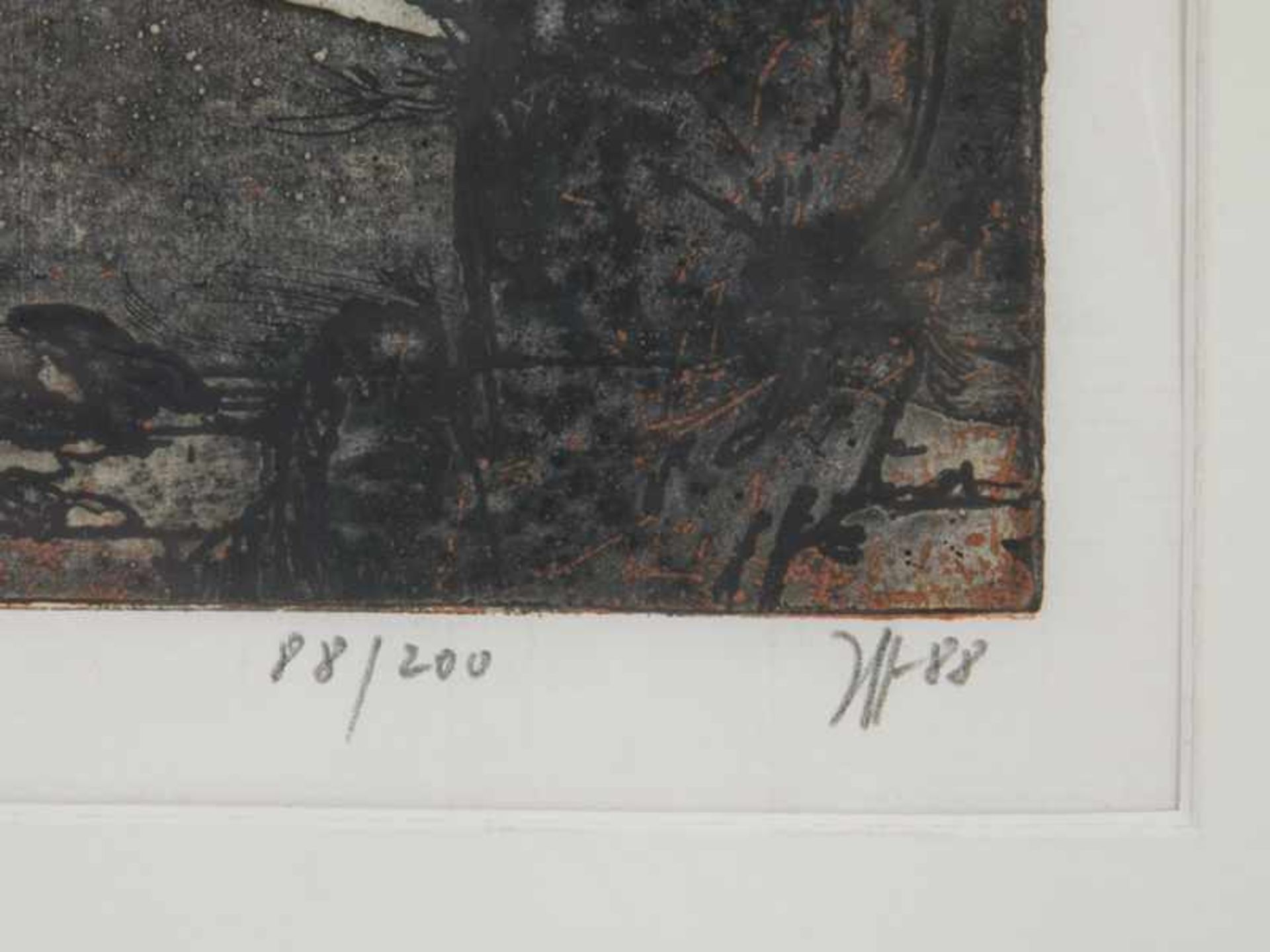 Janssen, Horst (1929 - 1995). Farbaquatinta-Radierung "Erde", 1988; unten rechts in Blei signiert, - Bild 3 aus 4