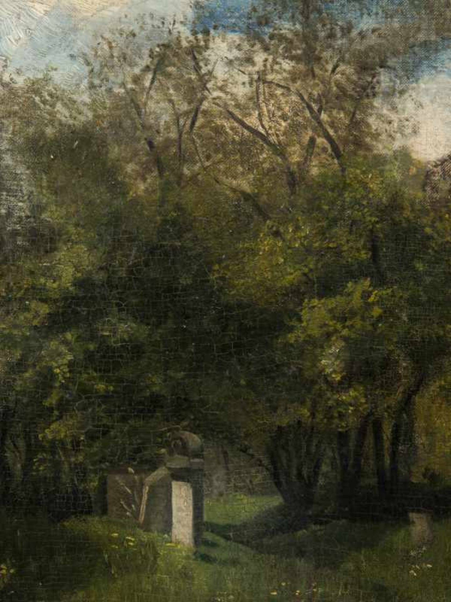 Böcklin, Arnold (1827 - 1901), zugeschrieben. Öl auf Leinwand, doubliert auf Holz, "Waldlandschaft - Bild 2 aus 6