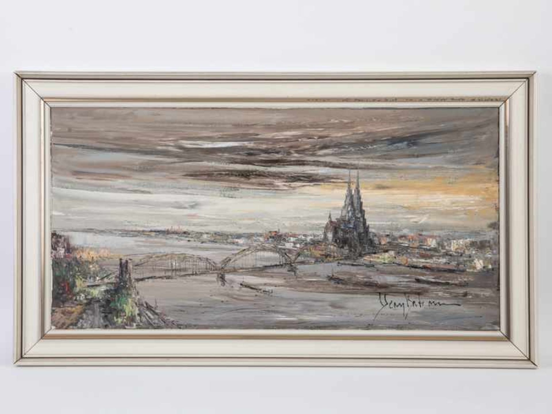 Batermann, Henry (20. Jh.). Öl auf Leinwand, "Panorama von Köln am Rhein mit Dom und