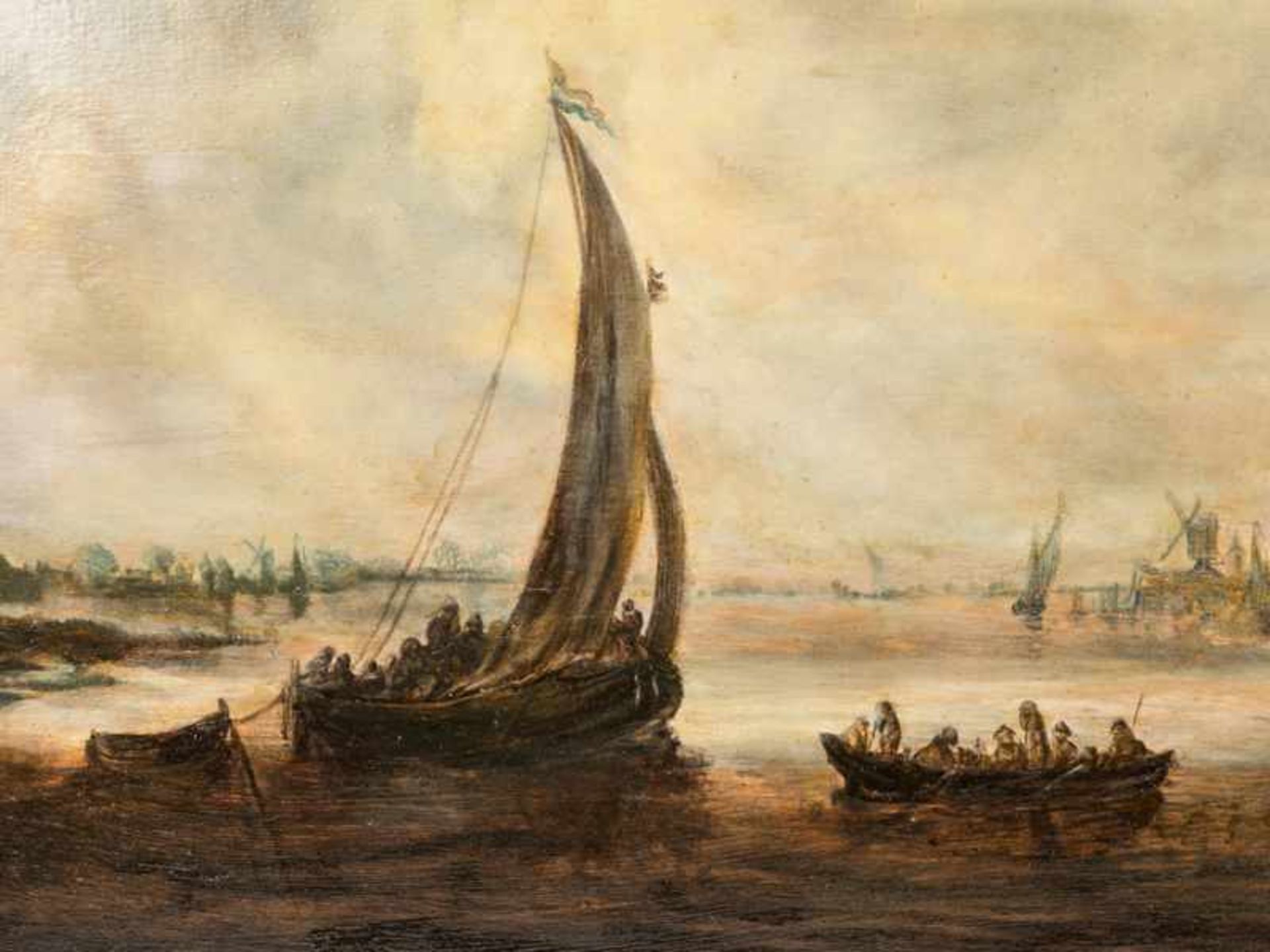 Kopist des 20. Jh. nach Jan van Goyen (1596 - 1656). Öl auf Holz, "Ansicht von Dordrecht"; - Image 2 of 6