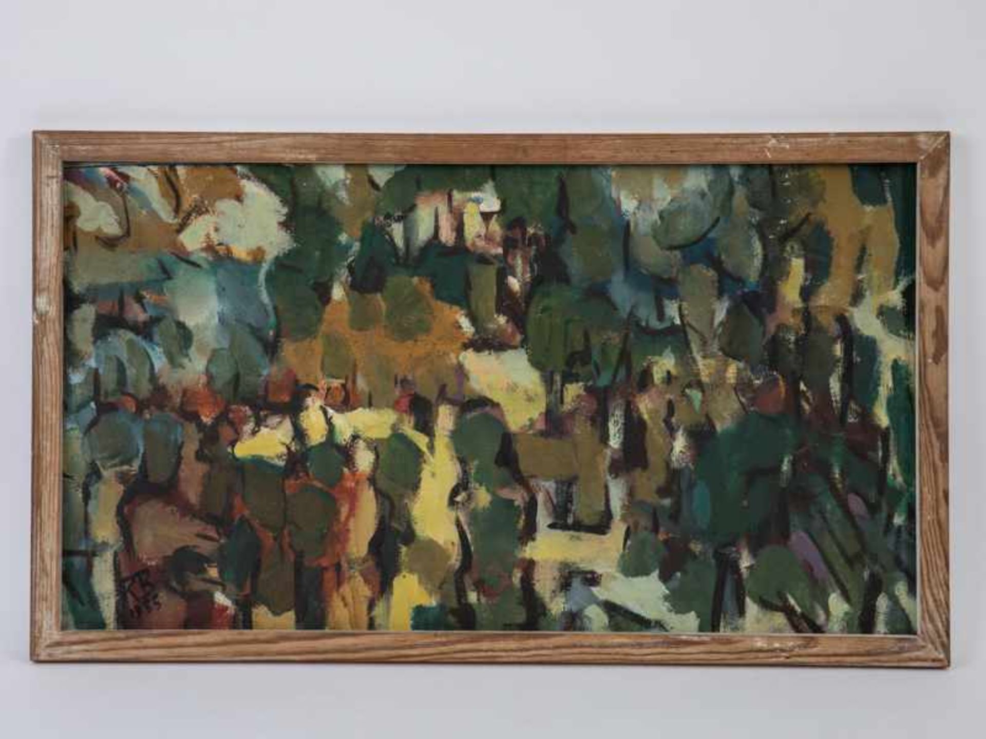 Behrend, Rudolf (1895 - 1979). 3 verschiedene abstrakte Gemälde, 1955 - 1957, Öl auf Presskarton; 1) - Image 12 of 15