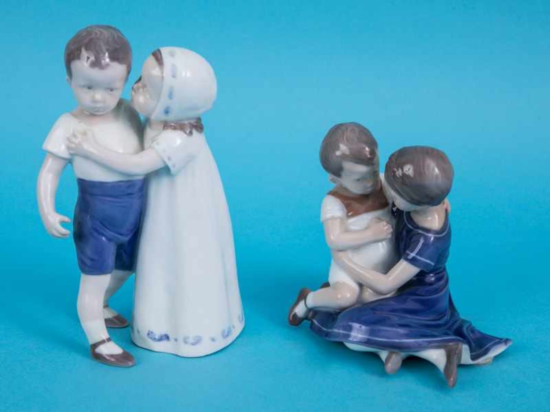 2 Kinderfigurengruppen "Bruder und Schwester" + "Verschmähte Liebe", Entw. Ingeborg Plockross-