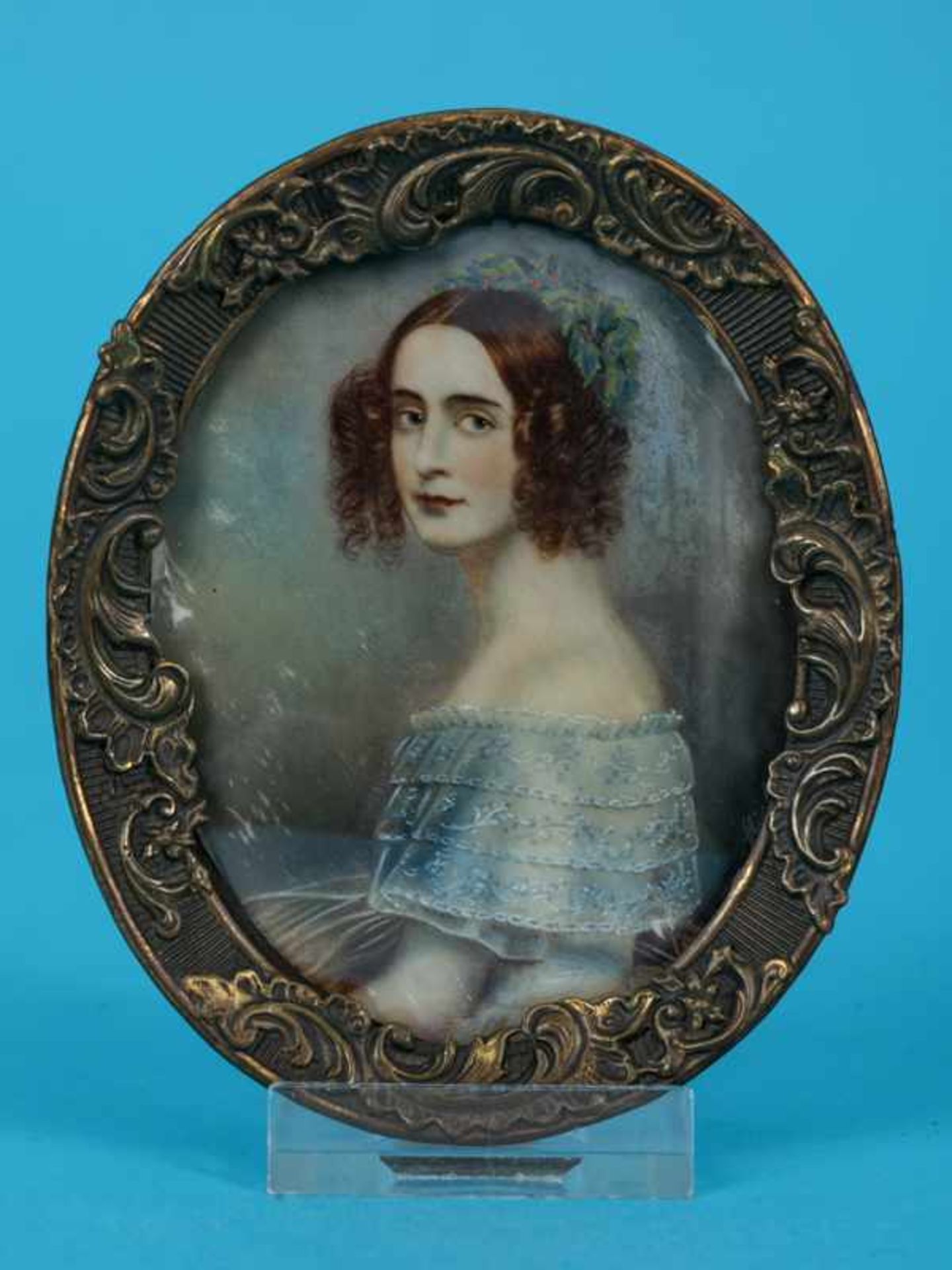 Miniatur-Damenportrait nach Gemälde von Josef Karl Stieler ("Prinzessin Alexandra Amalie von