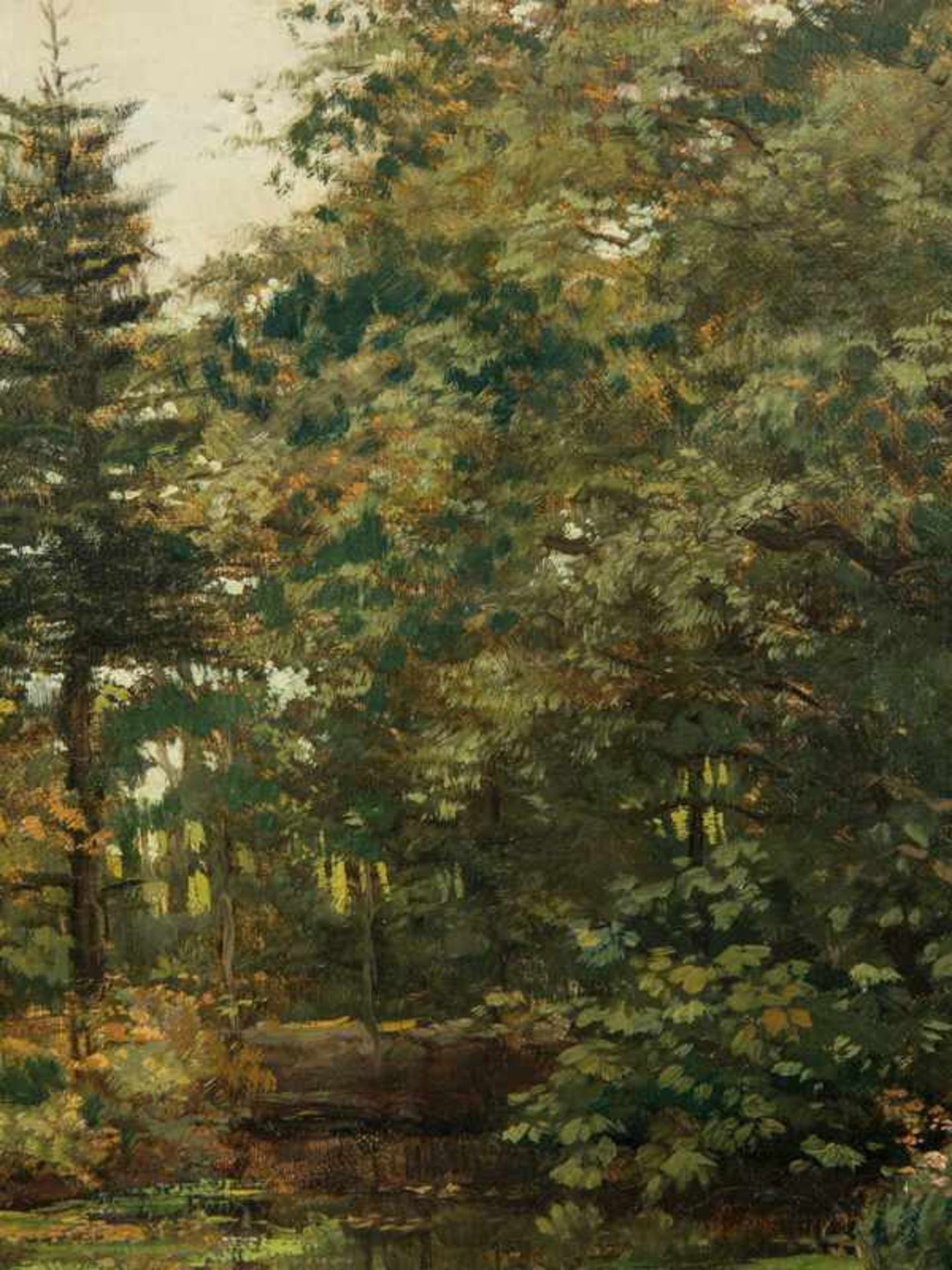 Mondriaan, Frits (1853 - 1932). Öl auf Leinwand, "Waldsee"; ein für den niederländischen Künstler - Bild 2 aus 4