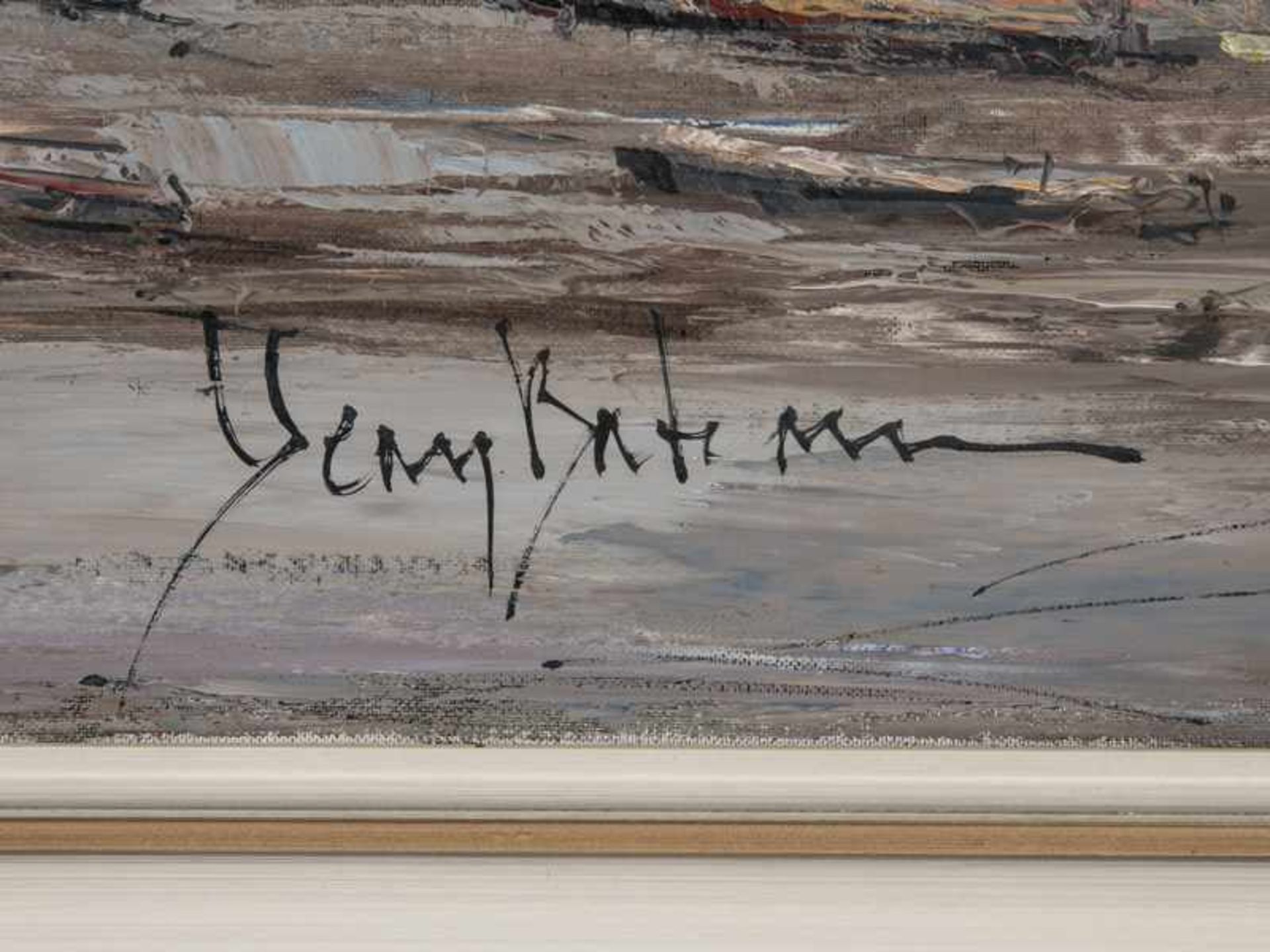 Batermann, Henry (20. Jh.). Öl auf Leinwand, "Panorama von Köln am Rhein mit Dom und - Image 3 of 6