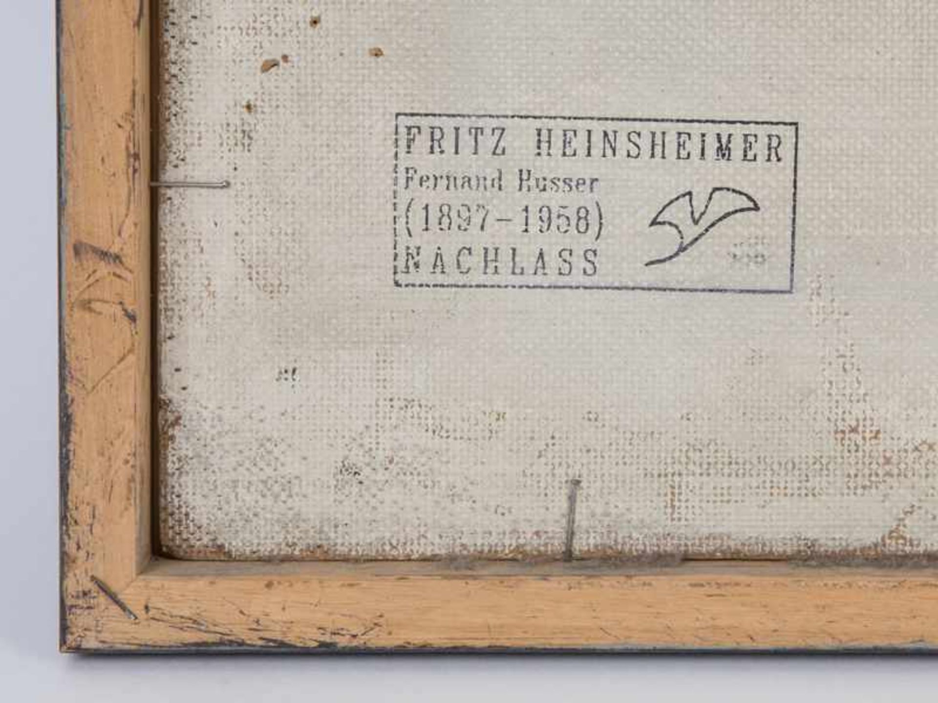 Heinsheimer, Fritz (1897 - 1958). Öl auf Presspappe, "Taunuslandschaft mit Blick auf den Rhein", - Bild 5 aus 6