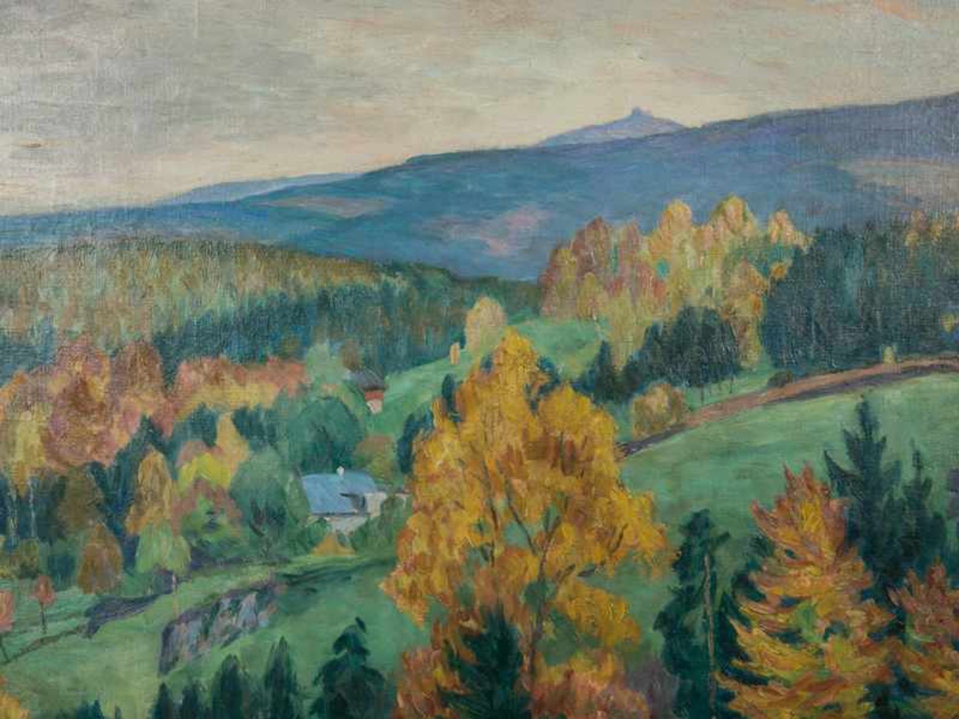 Eitner, Ernst (1867 - 1955). Öl auf Leinwand, "Herbst im Riesengebirge", spätimpressionistische - Bild 5 aus 9