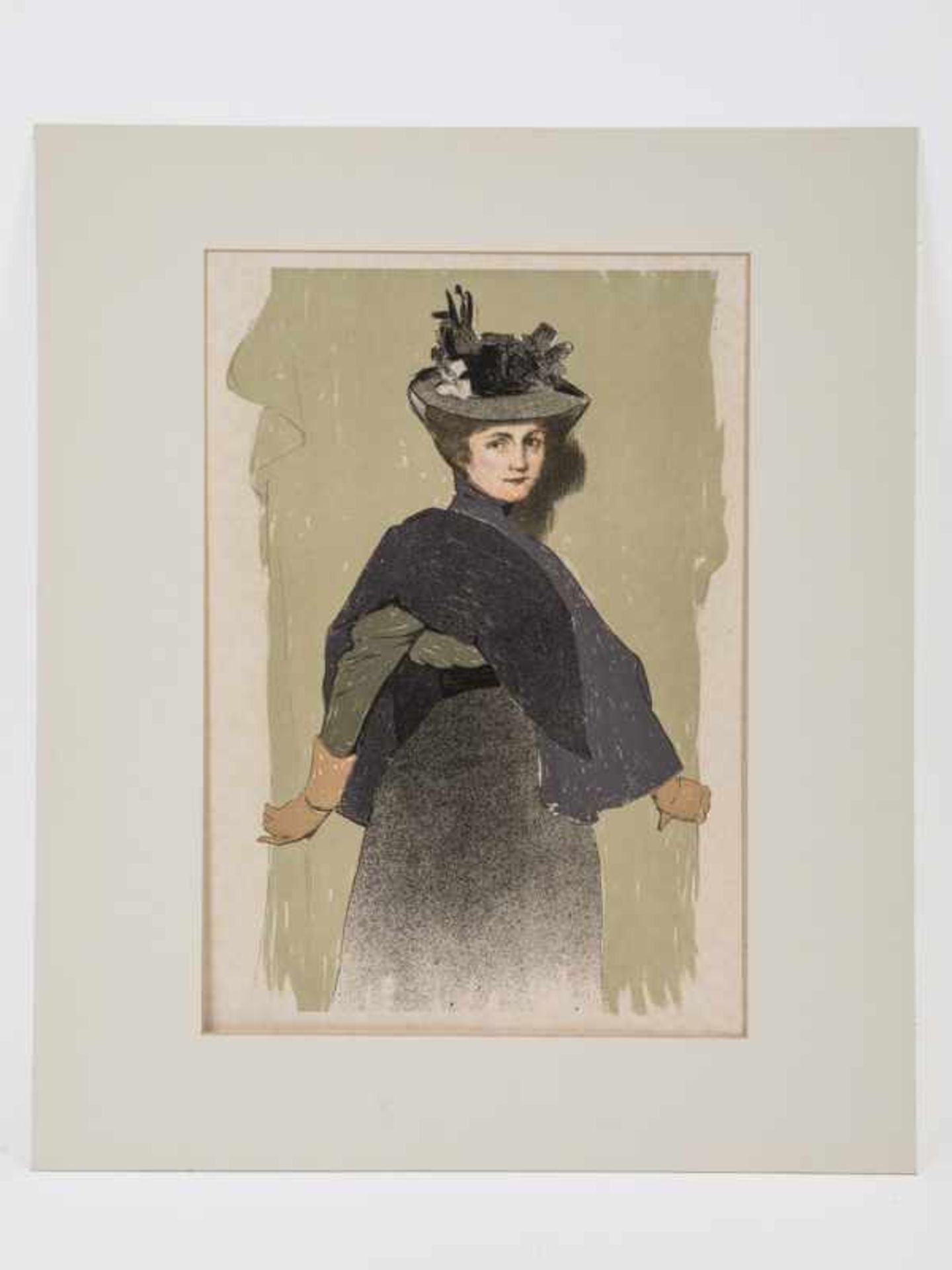 Burger, Fritz (1867 - 1927). Farblithographie, "Damenbildnis", 1899; unten in der Mitte gedruckt